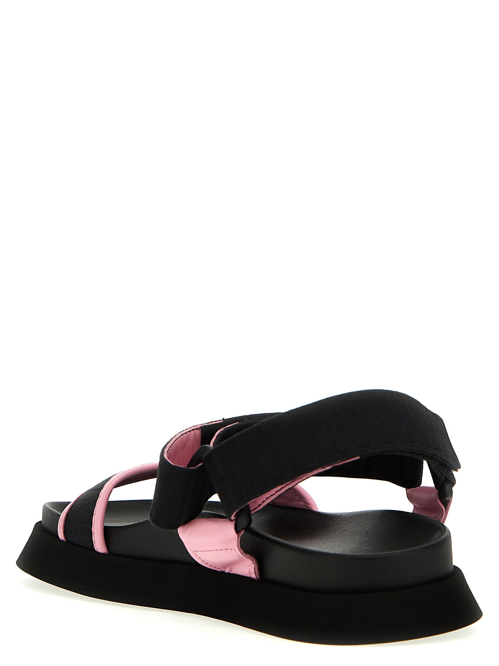 Shop Moschino Logo Sandals In Black