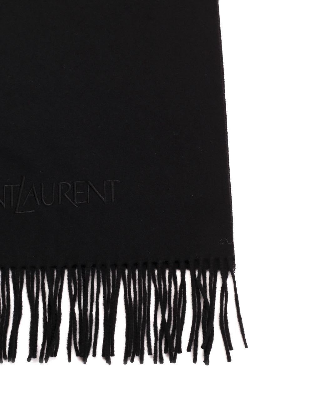 SAINT LAURENT SCARF IN BLACK CASHMERE 