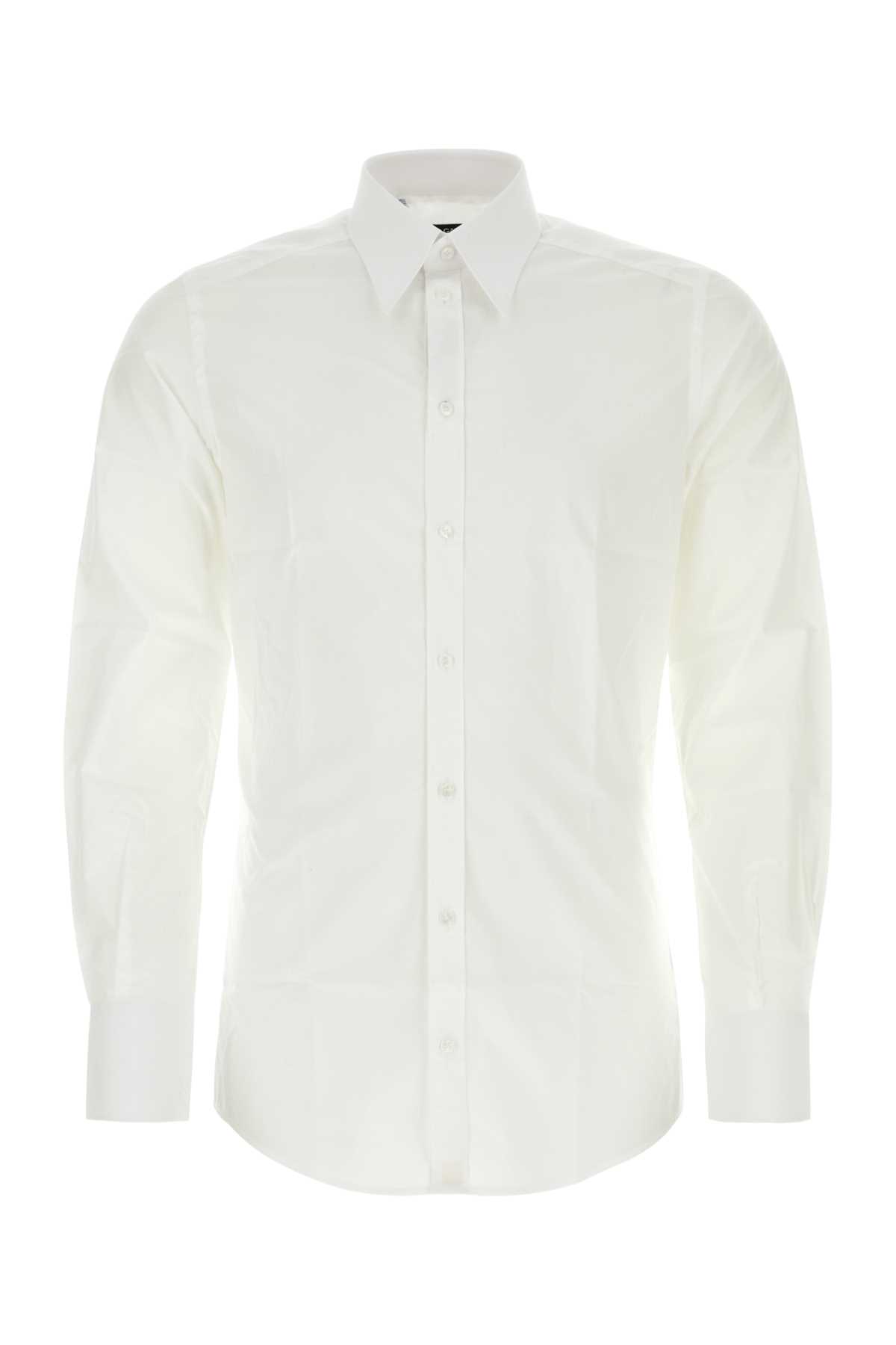 Shop Dolce & Gabbana White Poplin Shirt In Biancoottico