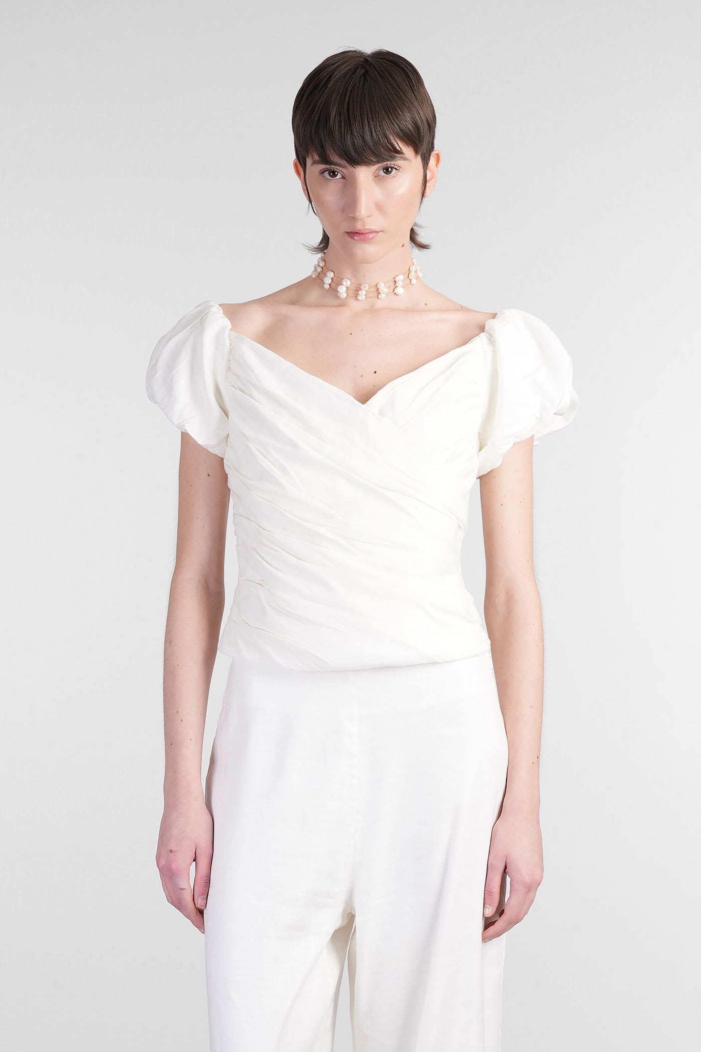 Helene Topwear In White Linen
