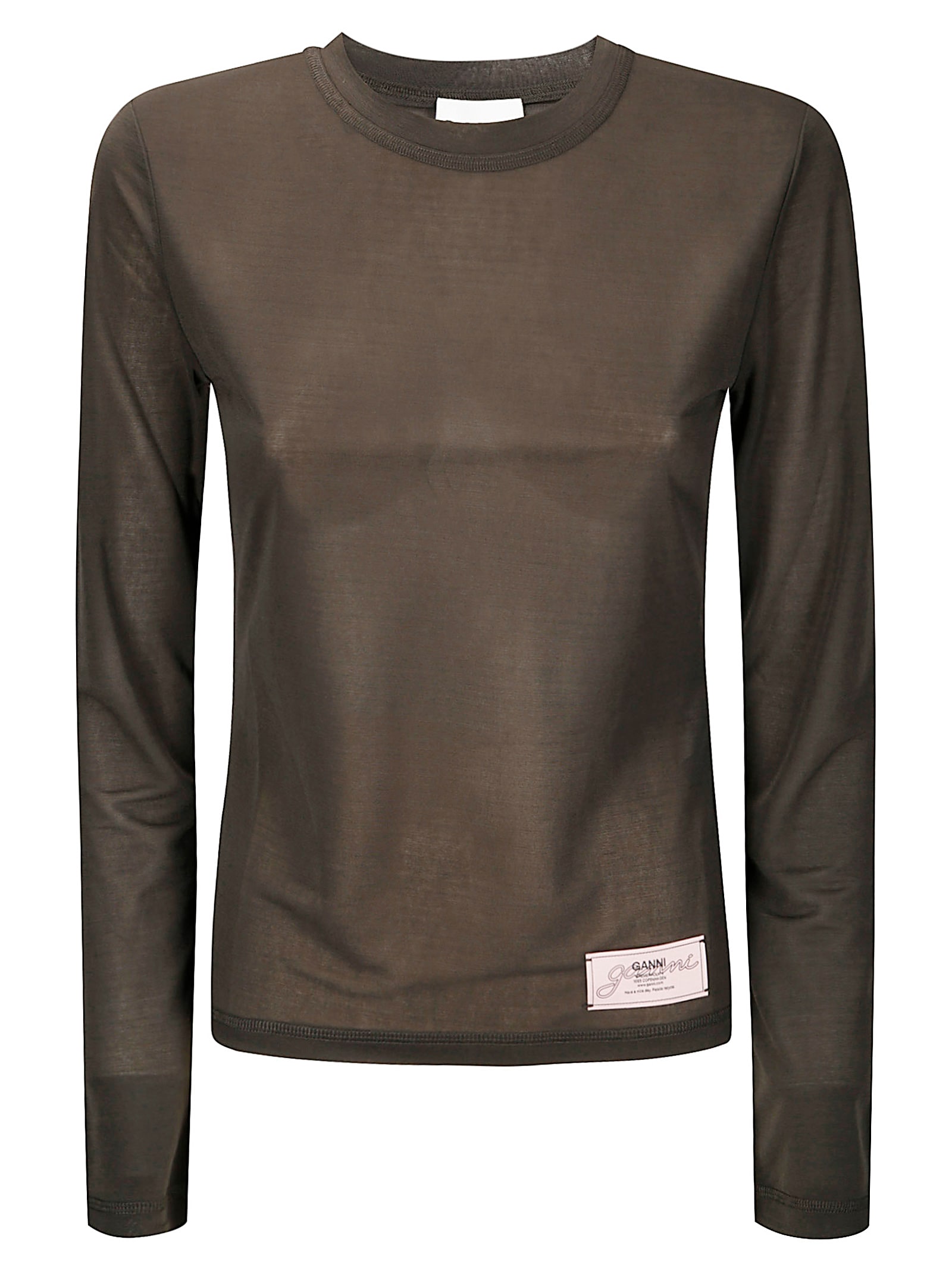 Sheer Mesh Jersey Long Sleeve Top