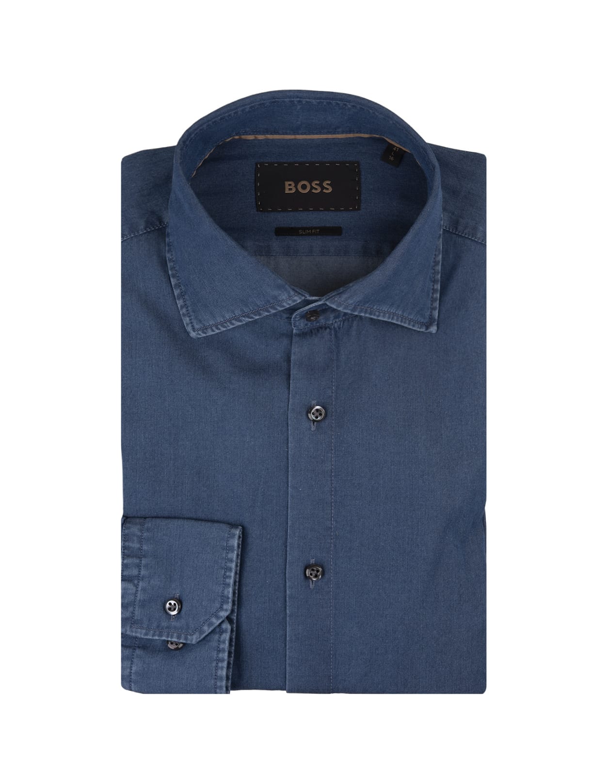 Hugo Boss Slim Fit Shirt In Blue Cotton Denim