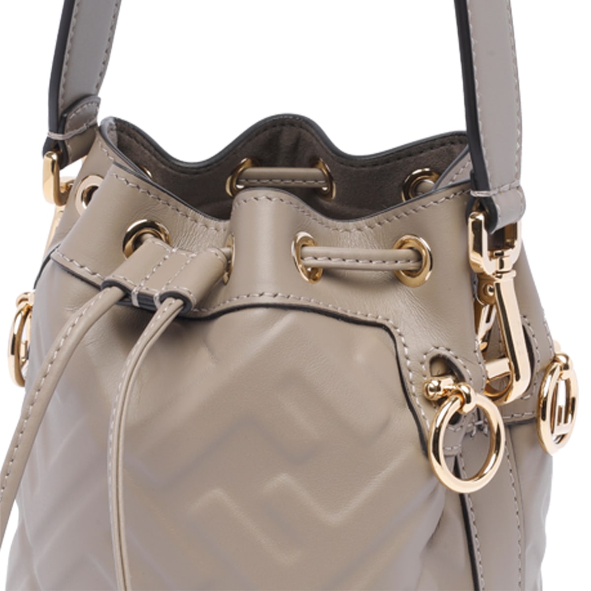 Shop Fendi Mini Mon Tresor Bucket Bag In Grey