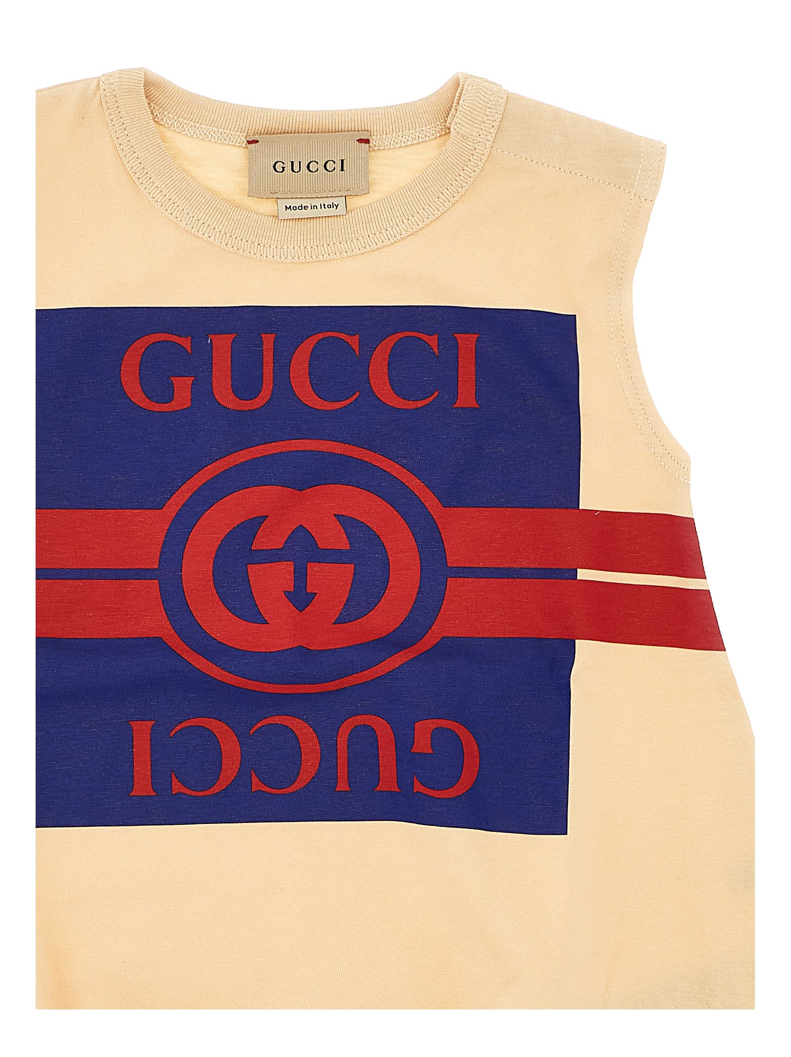 Shop Gucci Baby Set Bib + Cap In Beige