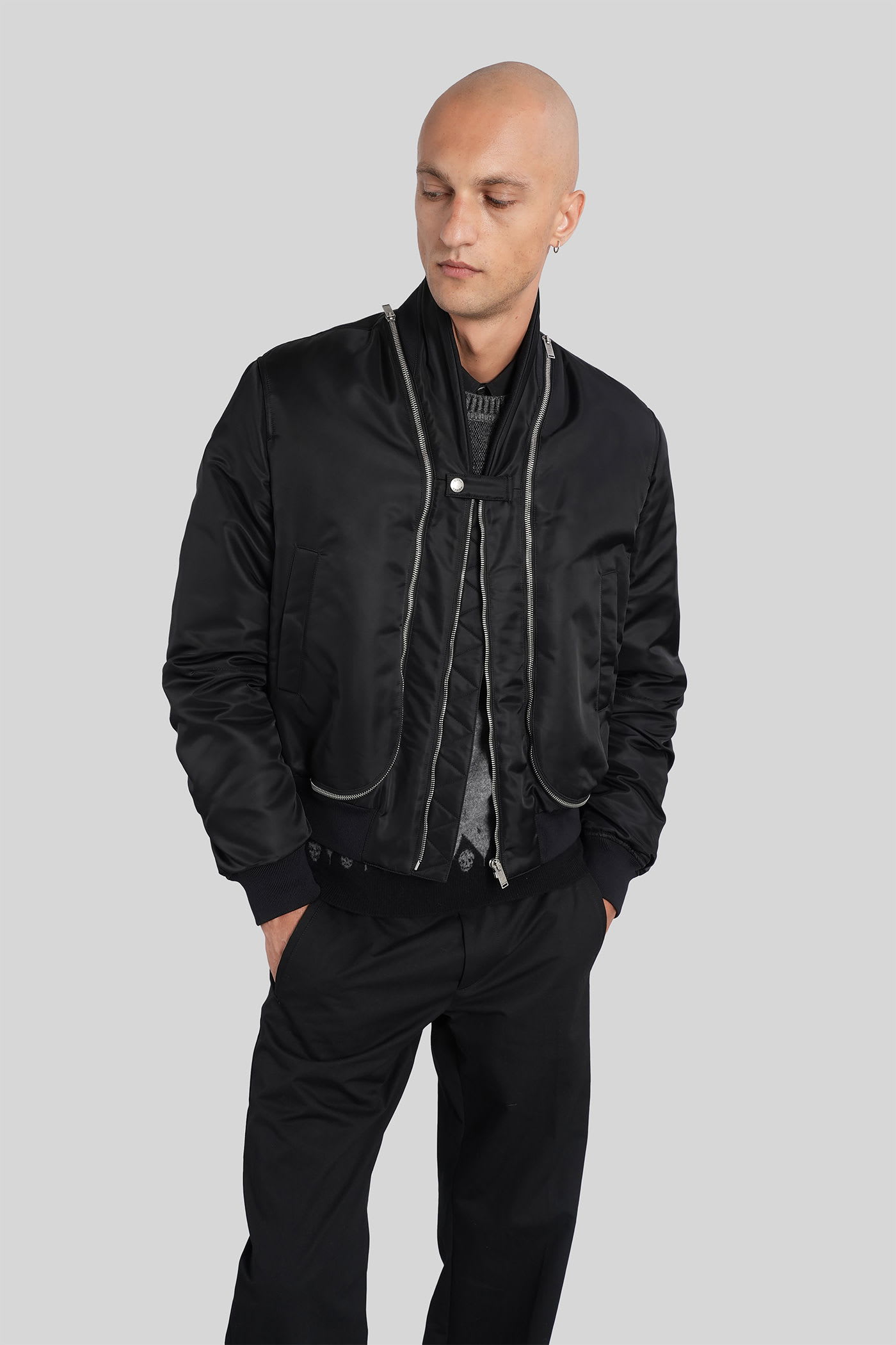Alexander Mcqueen Bomber Jacket In Black Polyamide In Black