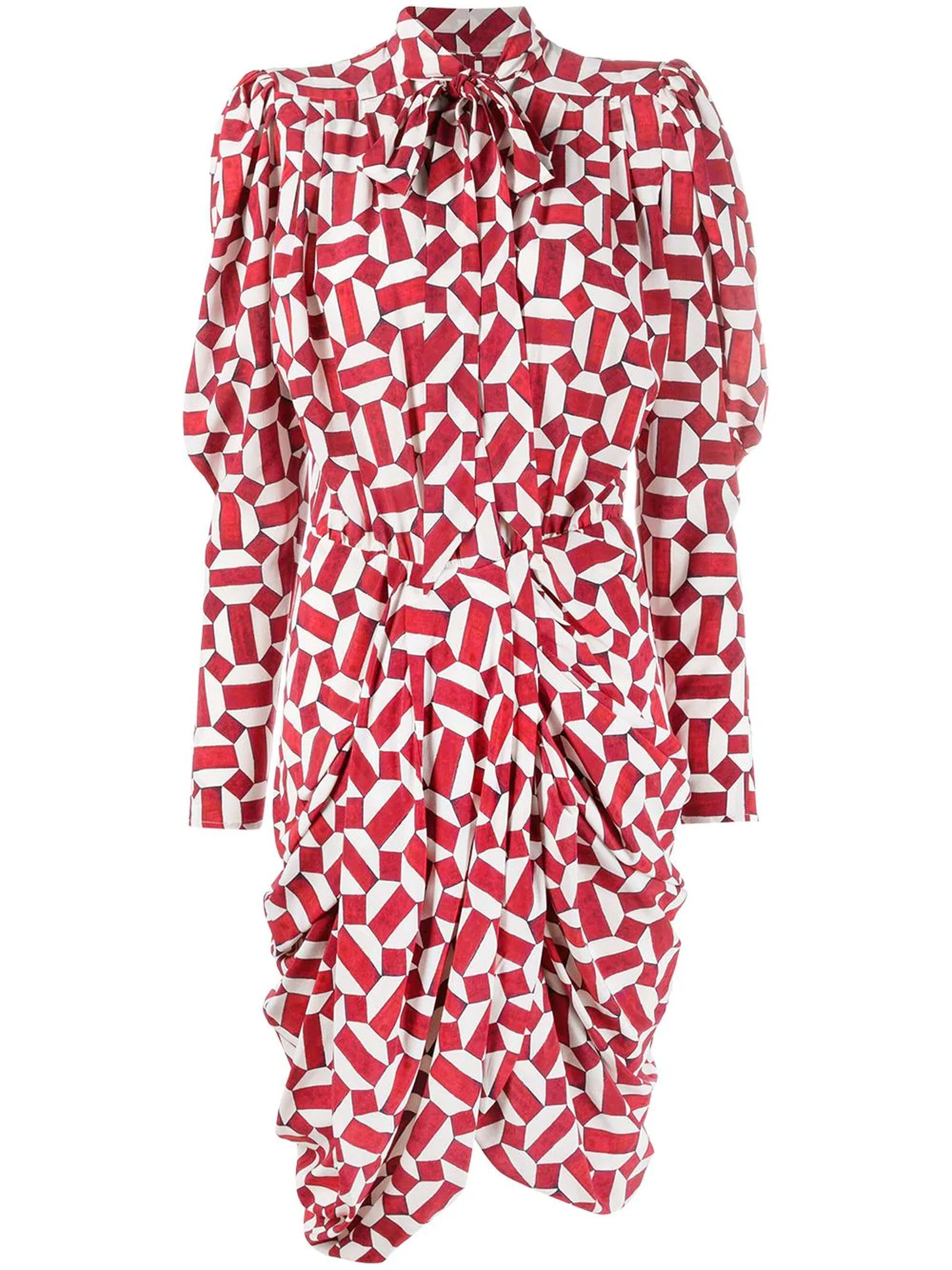 Isabel Marant Red And White Silk Dress