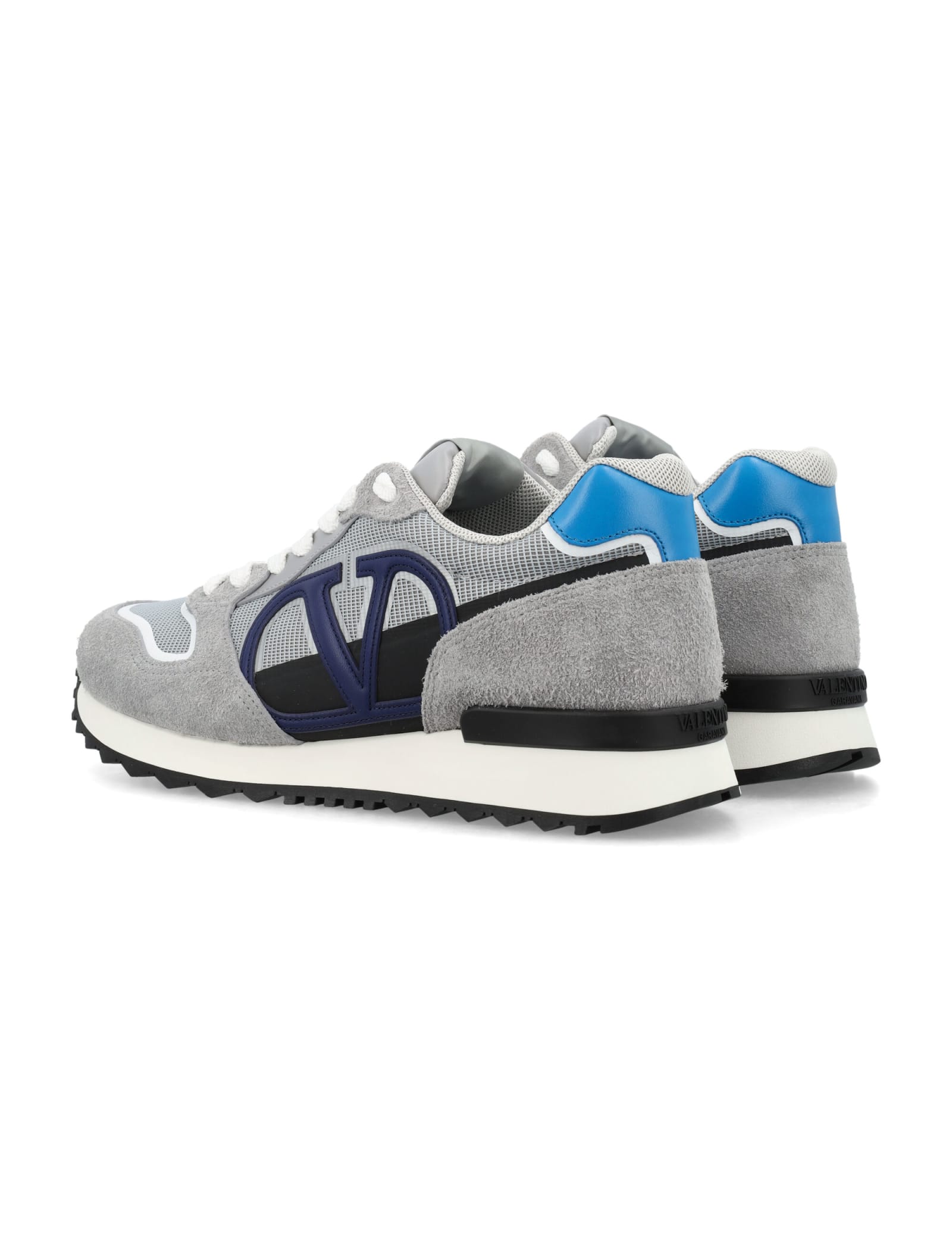 Shop Valentino V-logo Sneakers In Grey/light Blue