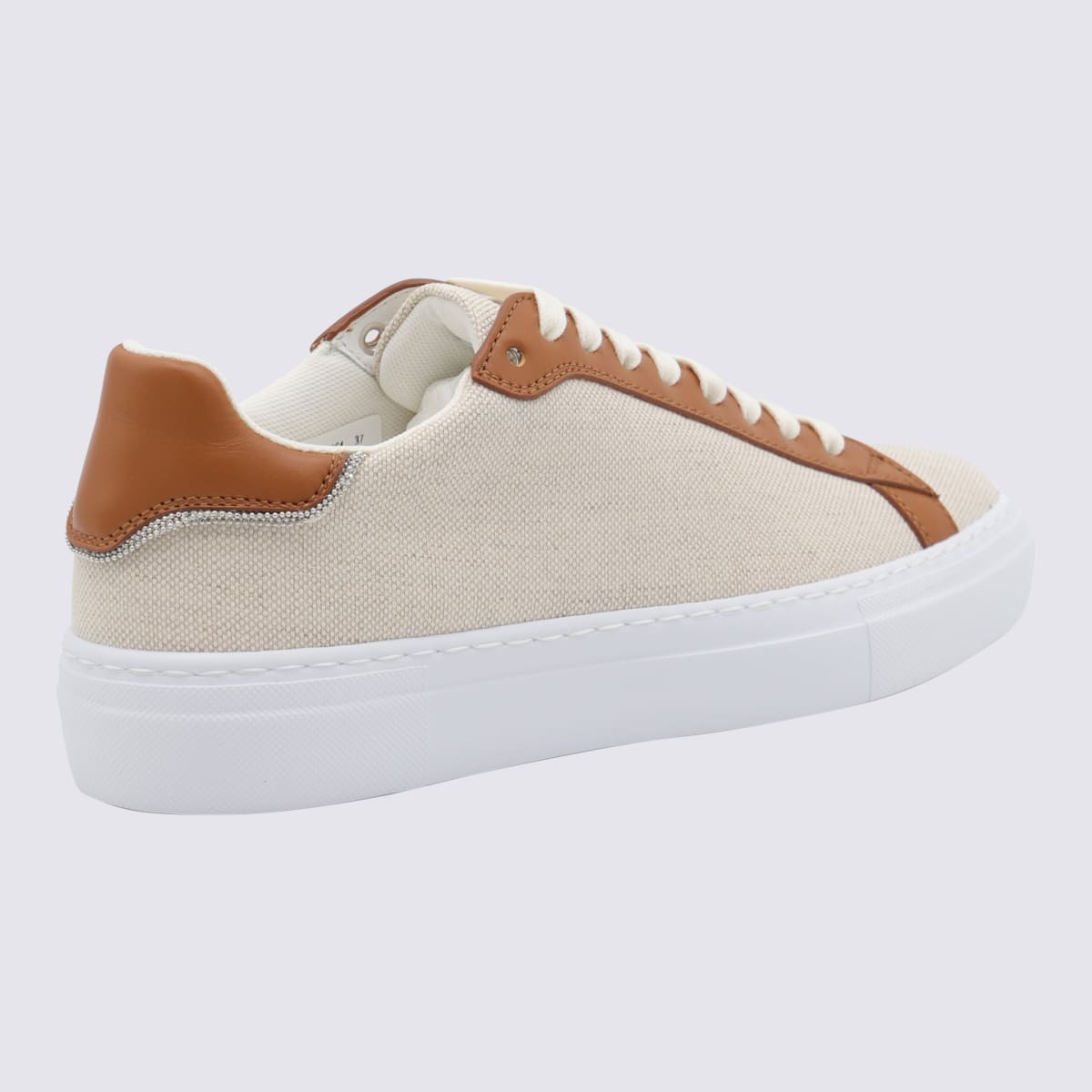 Fabiana Filippi Beige Cotton Sneakers In Multi | ModeSens