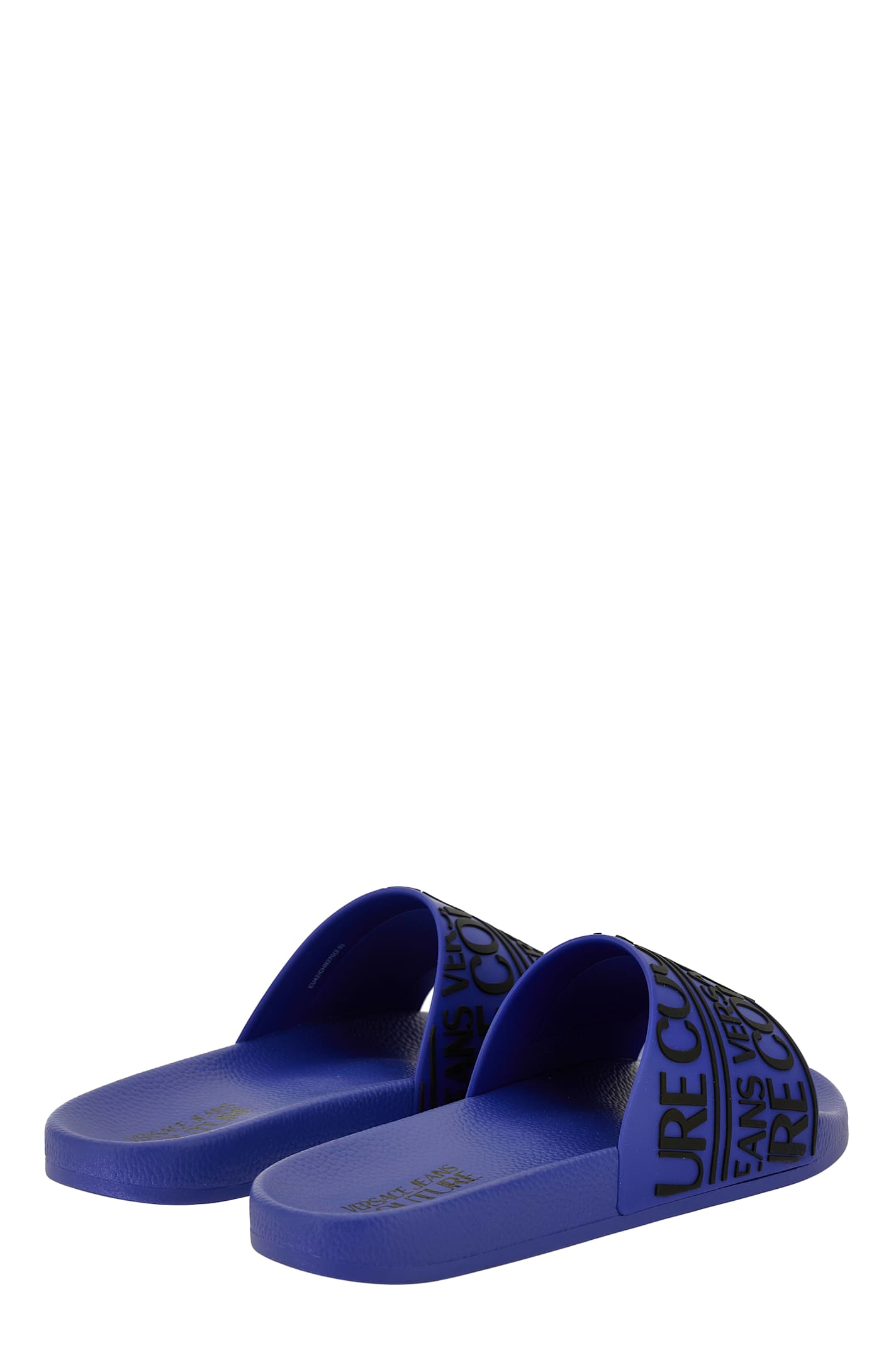 Versace Jeans Couture Logo-embossed Slides In Purple
