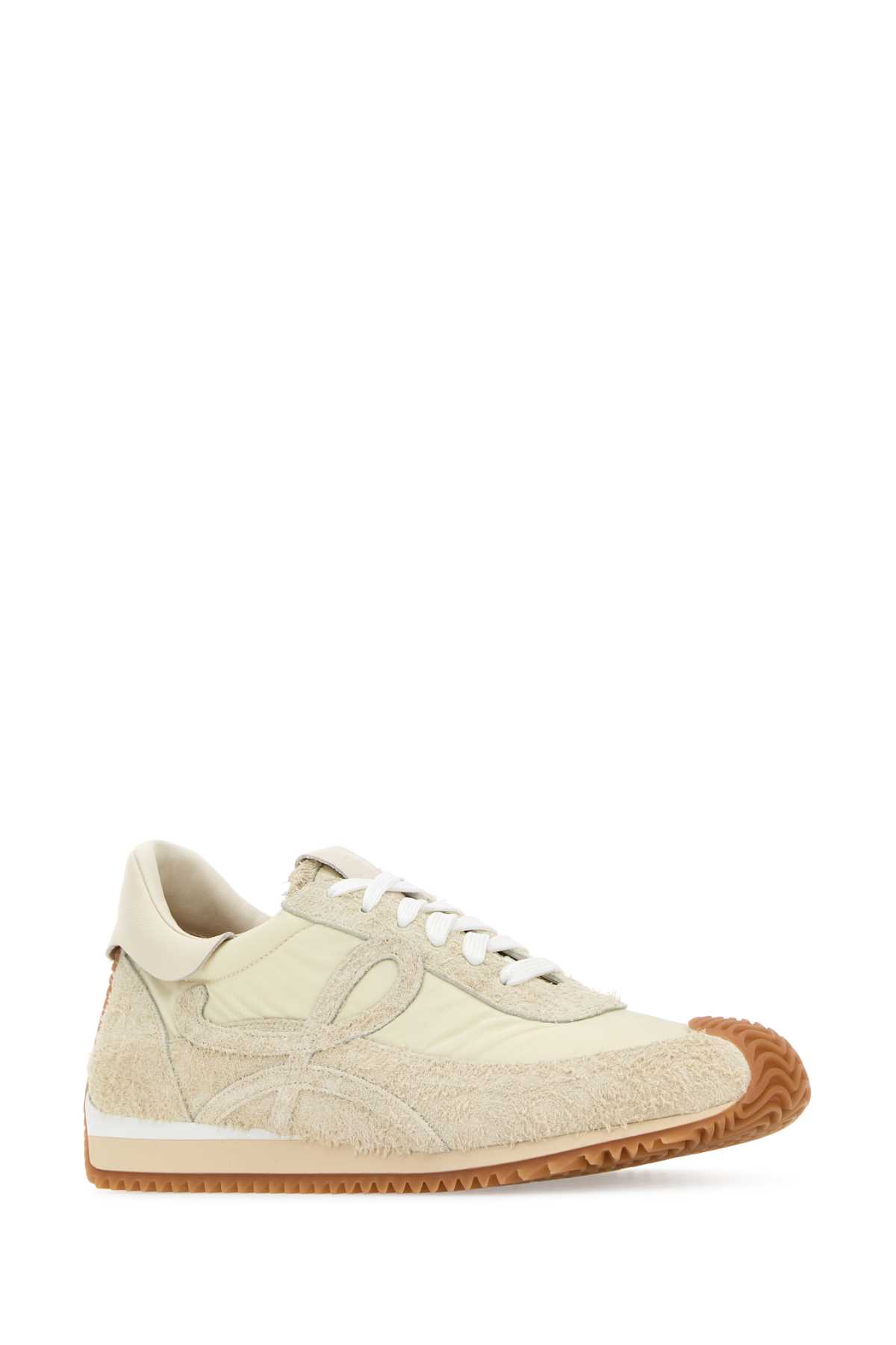 Shop Loewe Ivory Suede And Nylon Flow Runner Sneakers In Canvassoftwhite