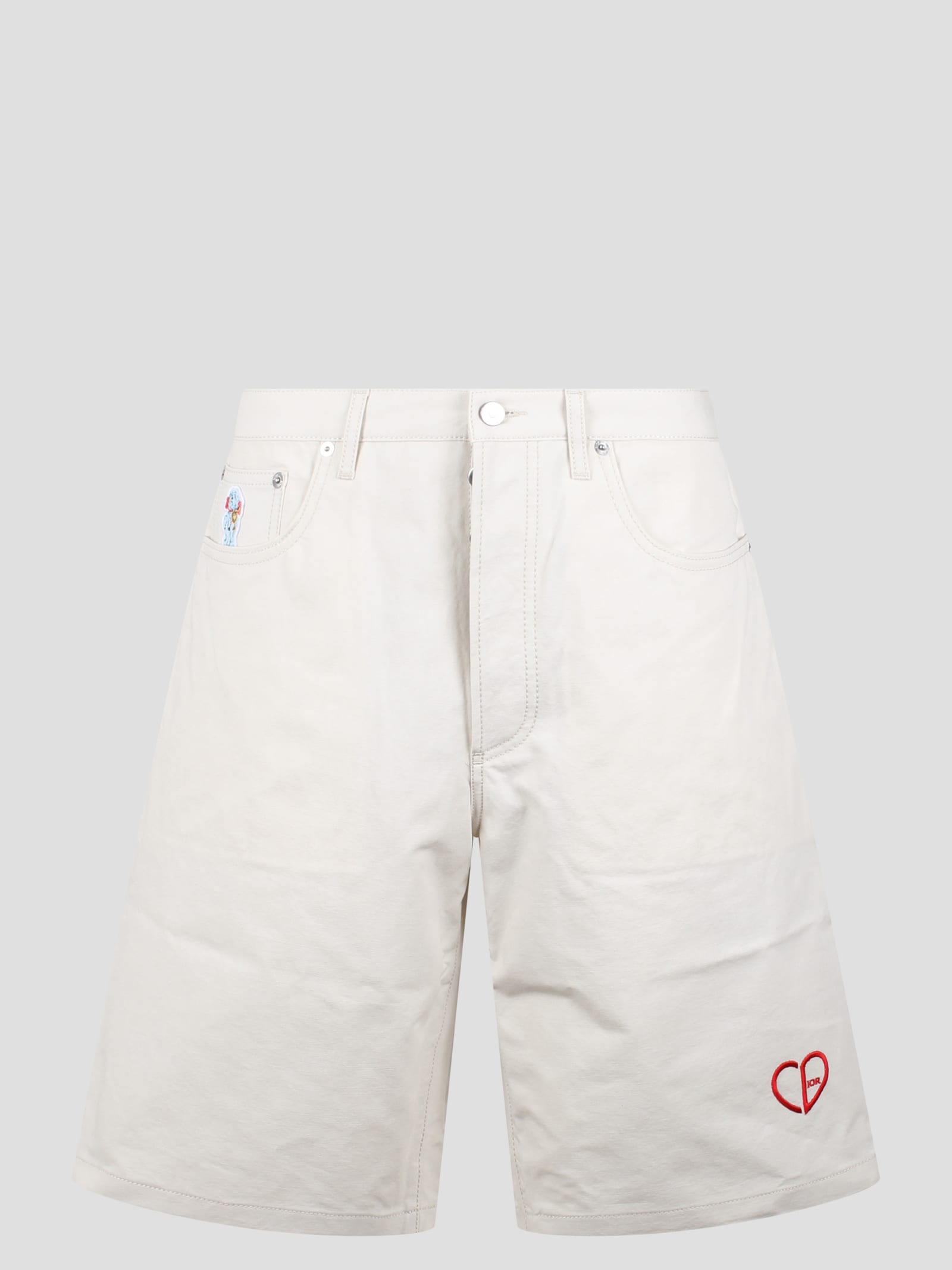 Shop Dior Cd Heart Shorts In White