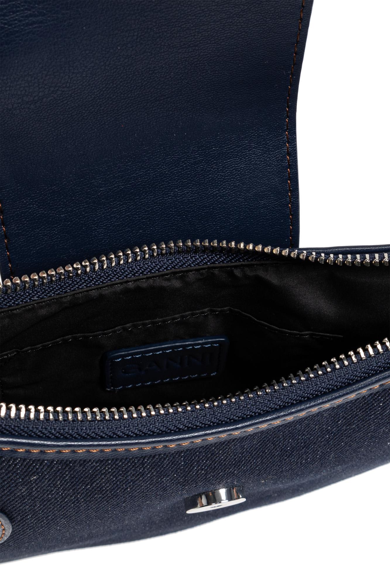 Ganni Denim Shoulder Bag In Blue
