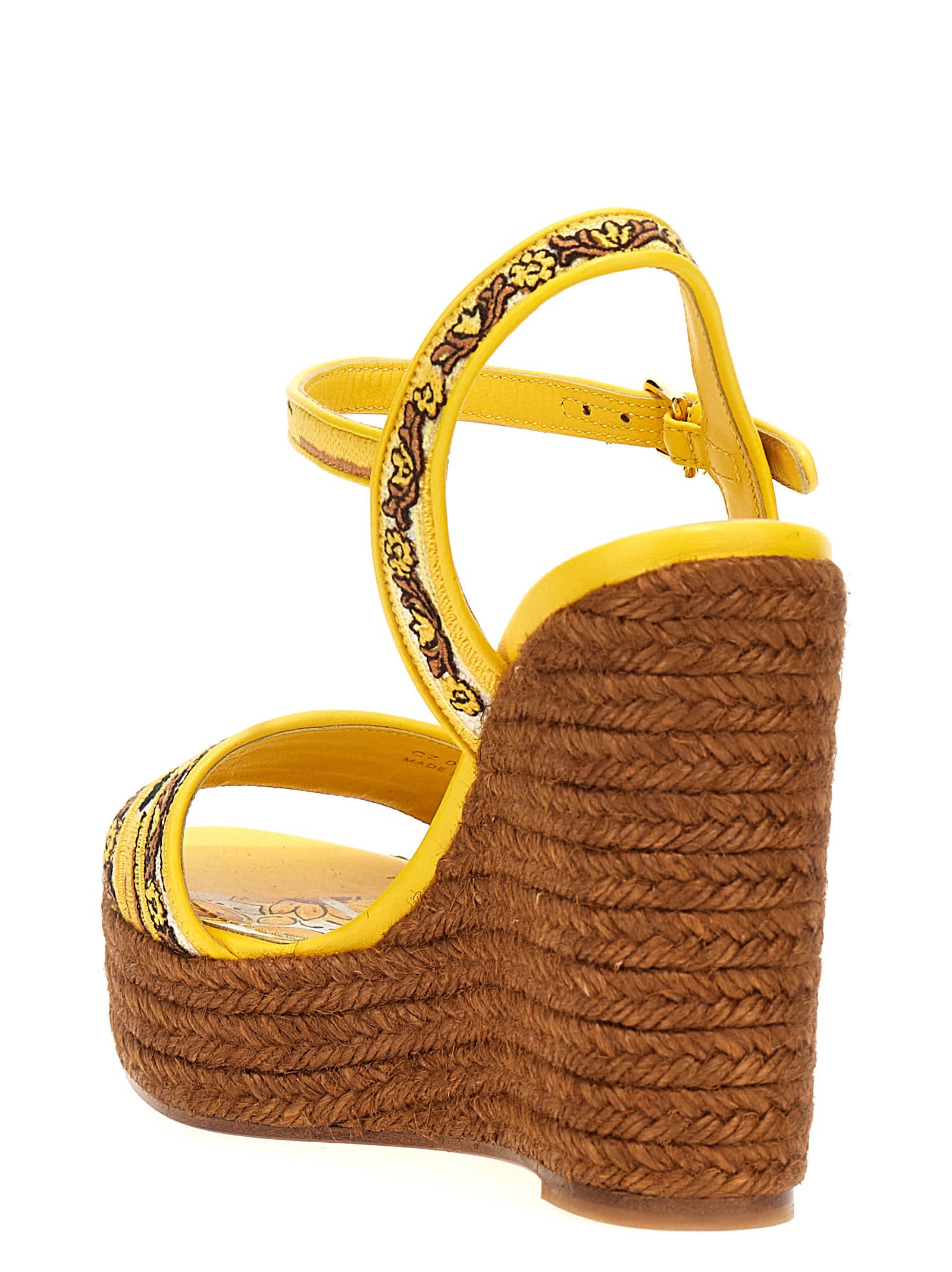 Shop Dolce & Gabbana Maiolica Wedges In Yellow