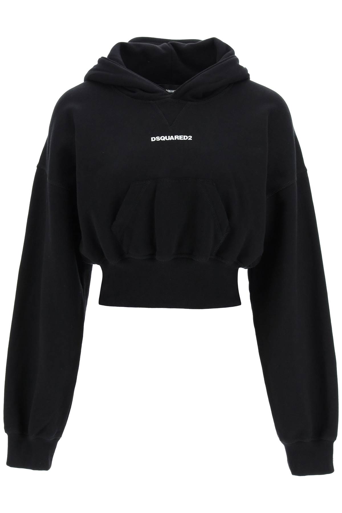 Dsquared2 Cropped Hoodie With Baseball Cap In Black