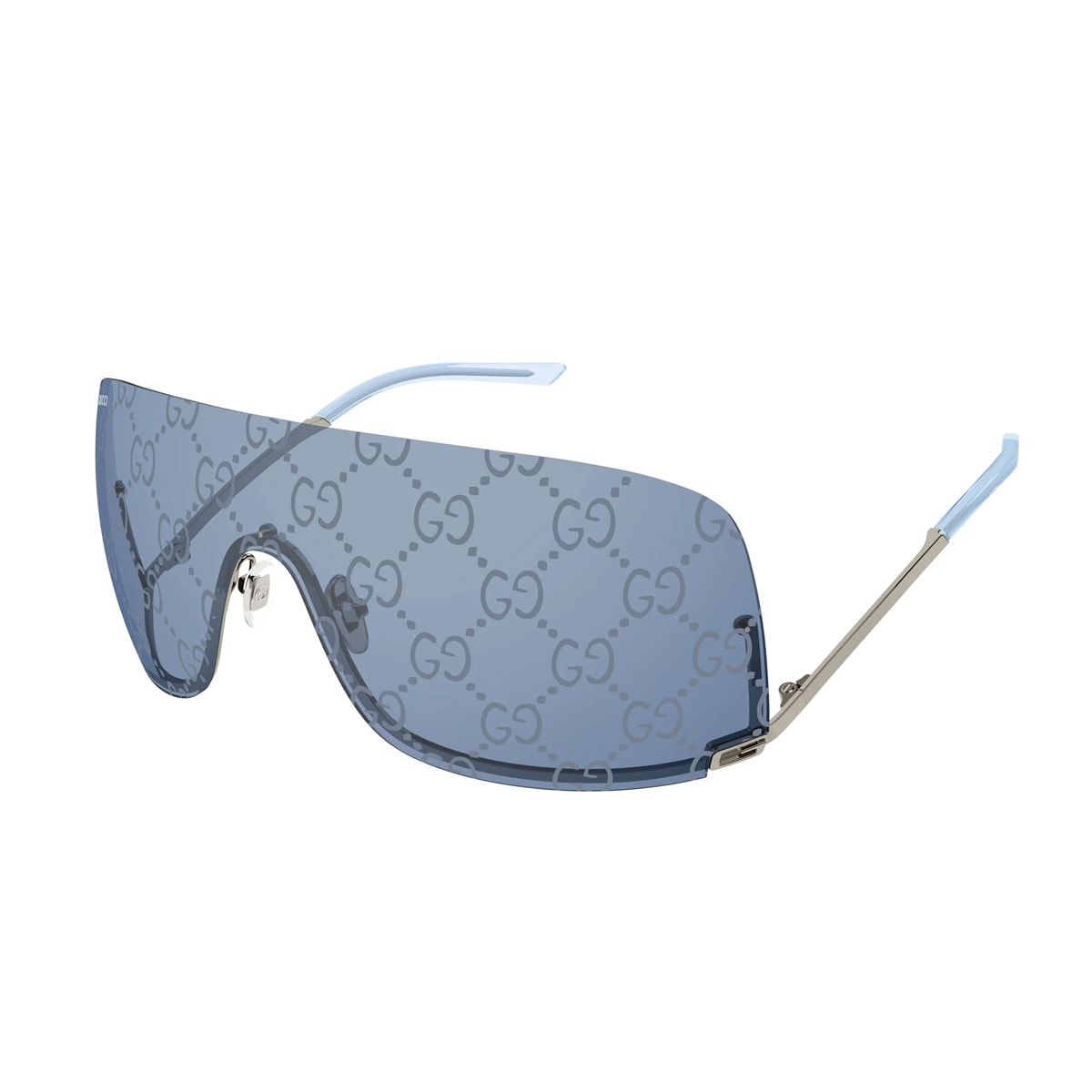 Shop Gucci Gg1560s Linea Fashion 003 Grey Blue Sunglasses In Grigio