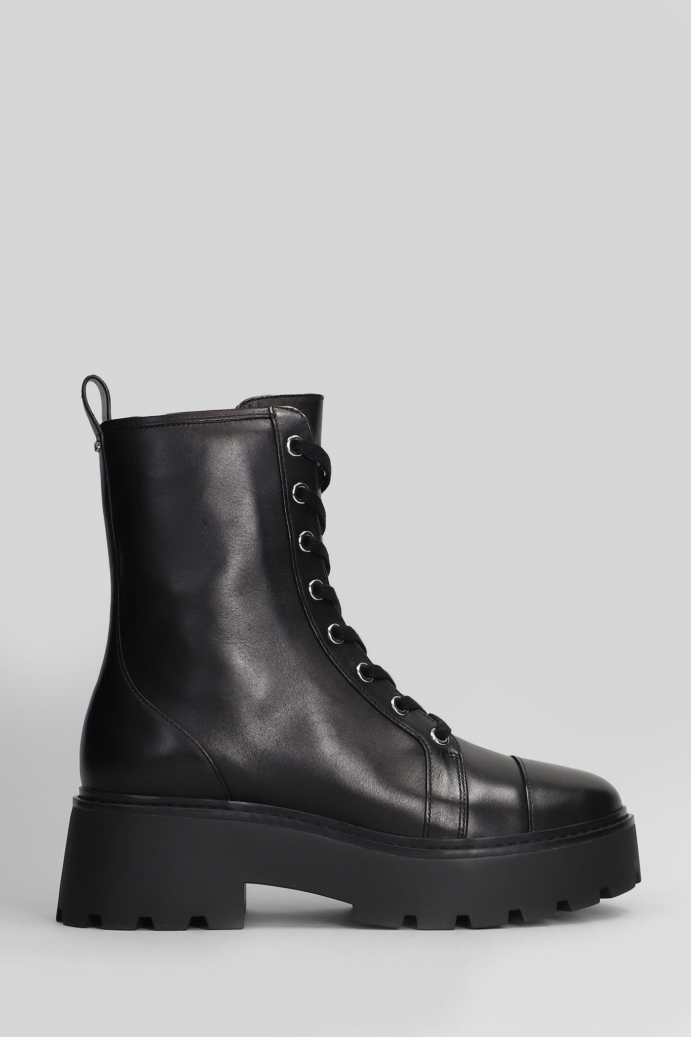 Michael Kors Blake Bootie Combat Boots In Black Leather In Black