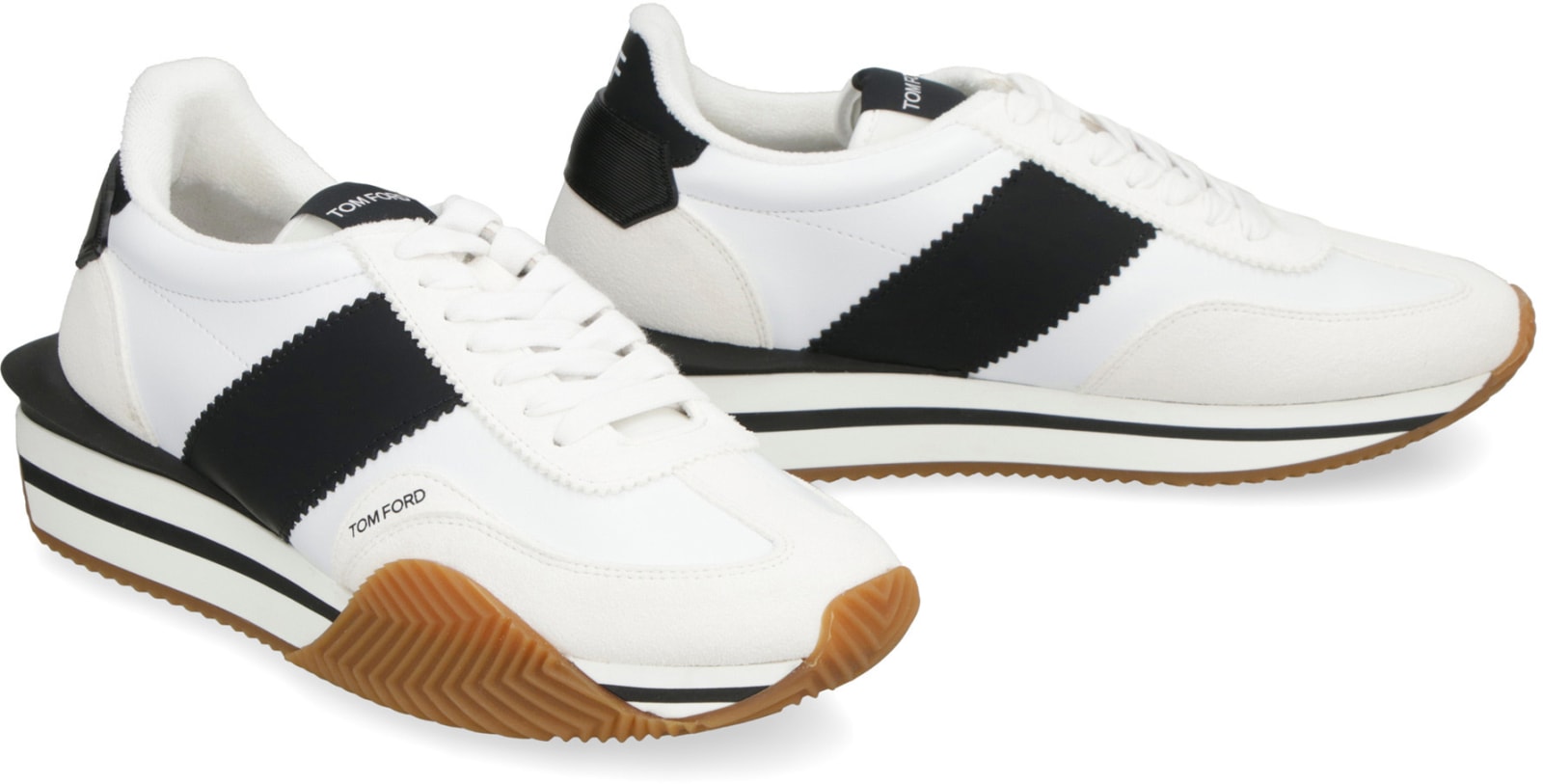 Tom Ford Logo-patch Lace-up Sneakers In White