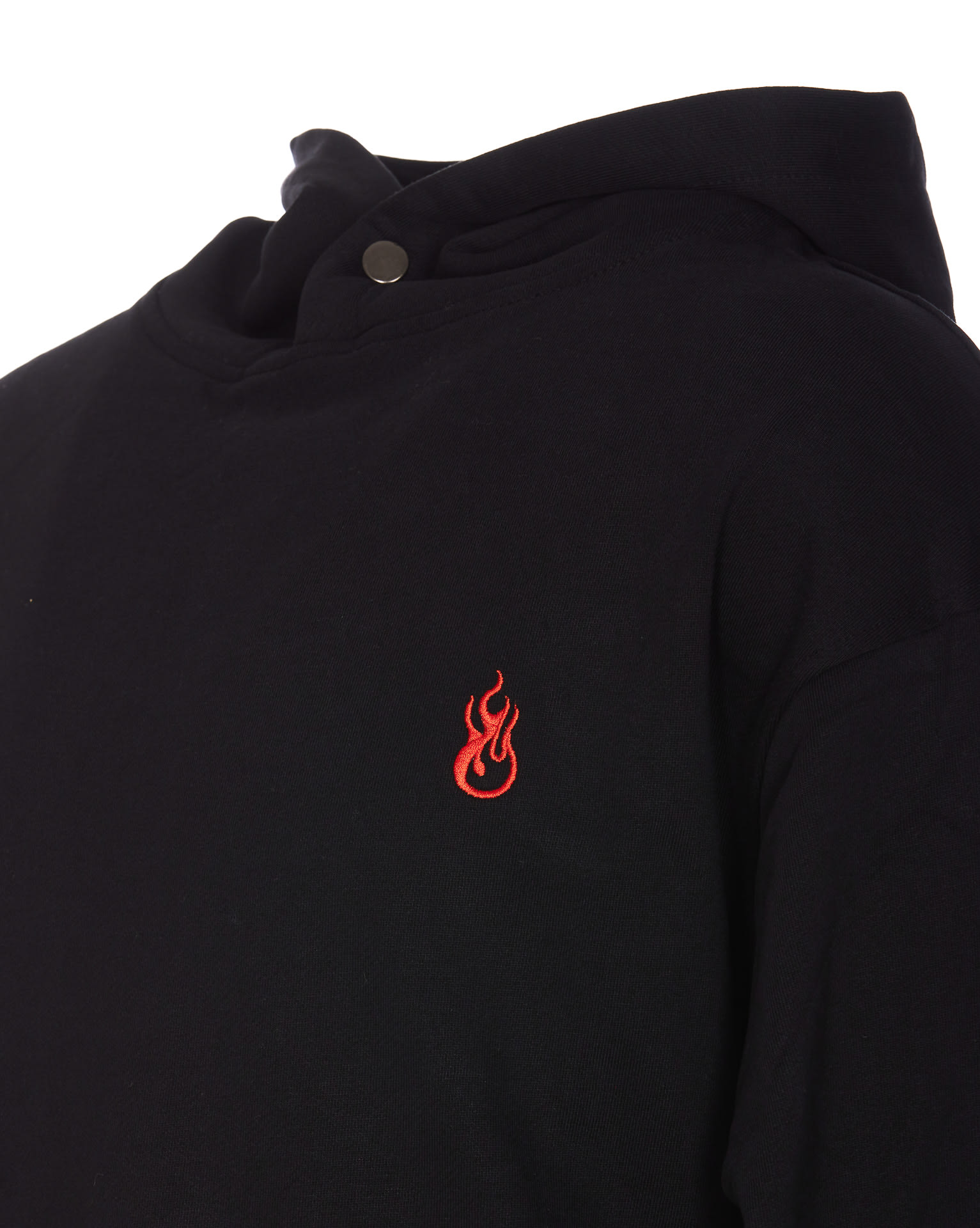 Shop Vision Of Super Hoodie With Flames Logo In Black