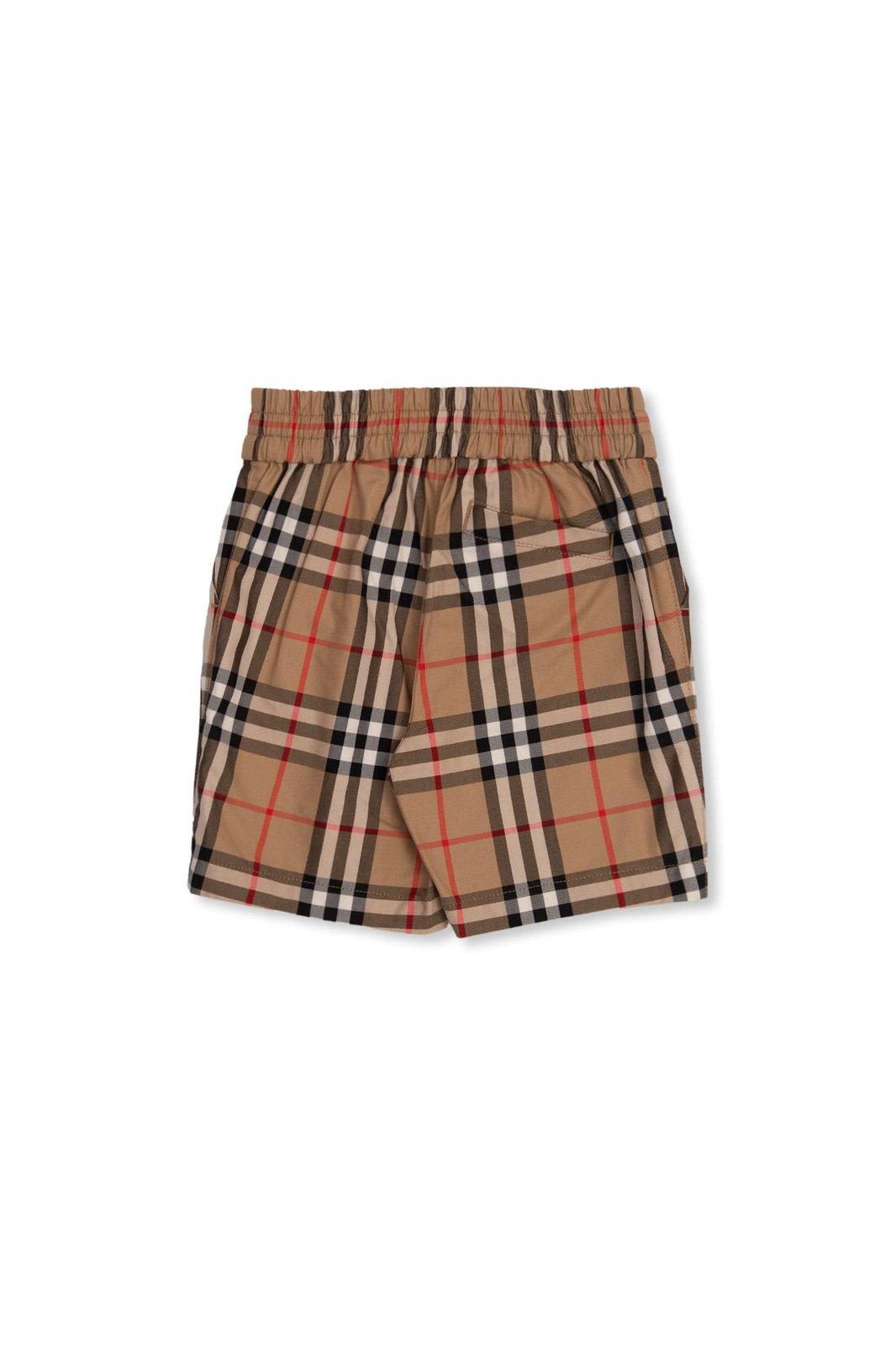 Shop Burberry Checked Elastic Waist Shorts