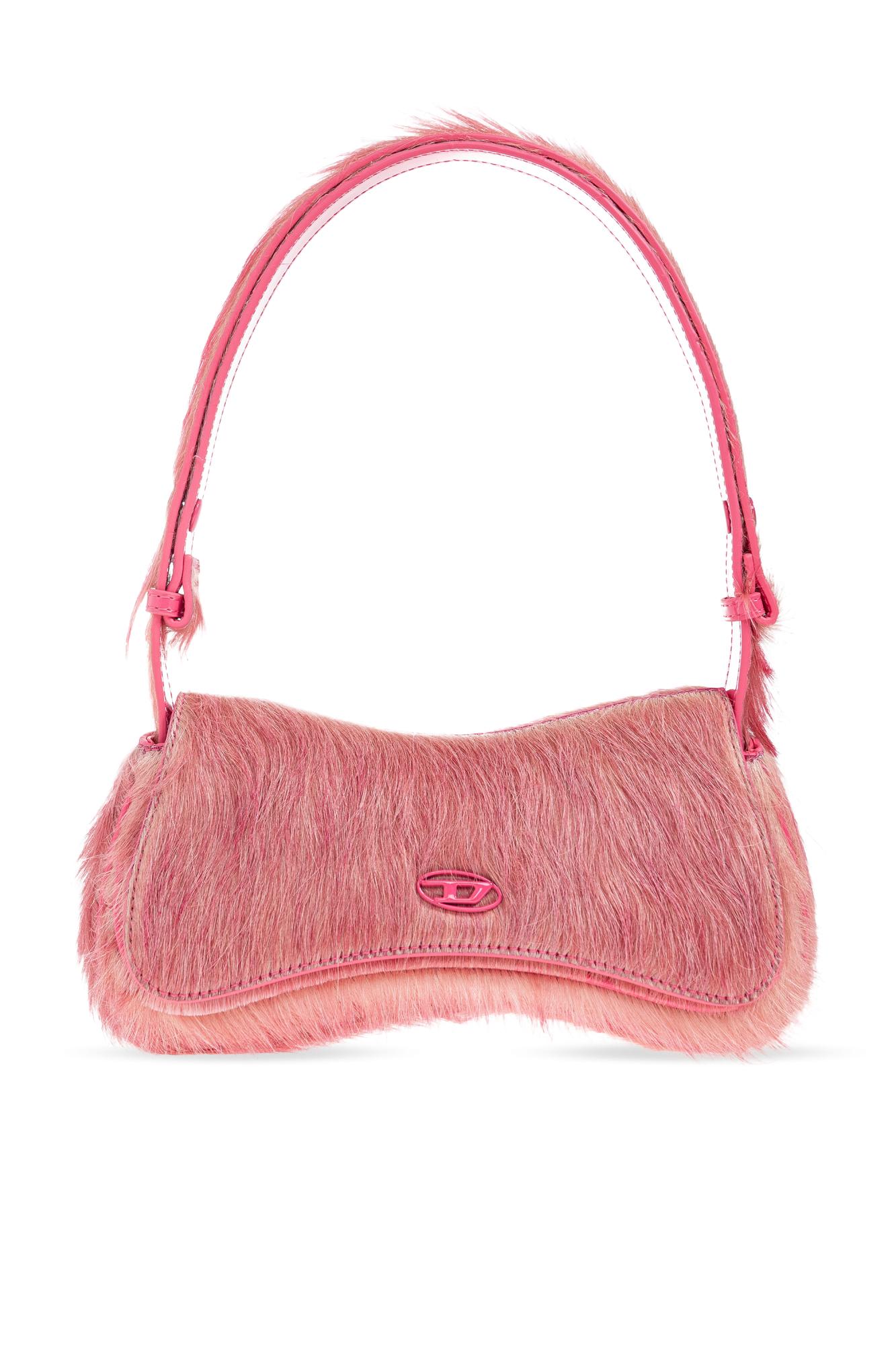 Diesel Play-clutch In Coloured Hairy Leather In Pink
