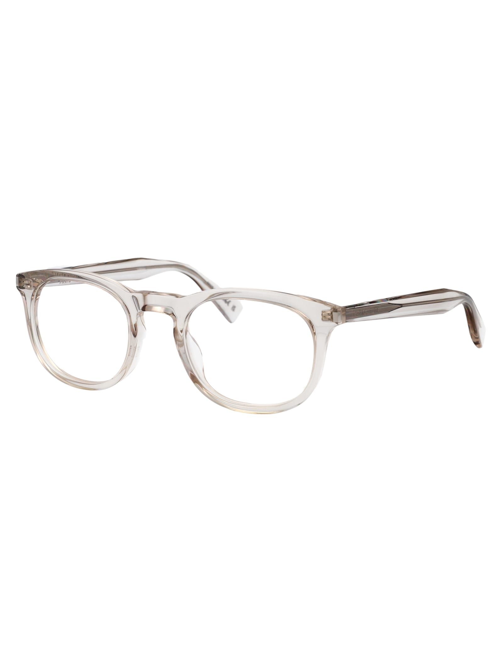 Saint Laurent Beige-beige-transparent Recycled Acetate Glasses In Gray