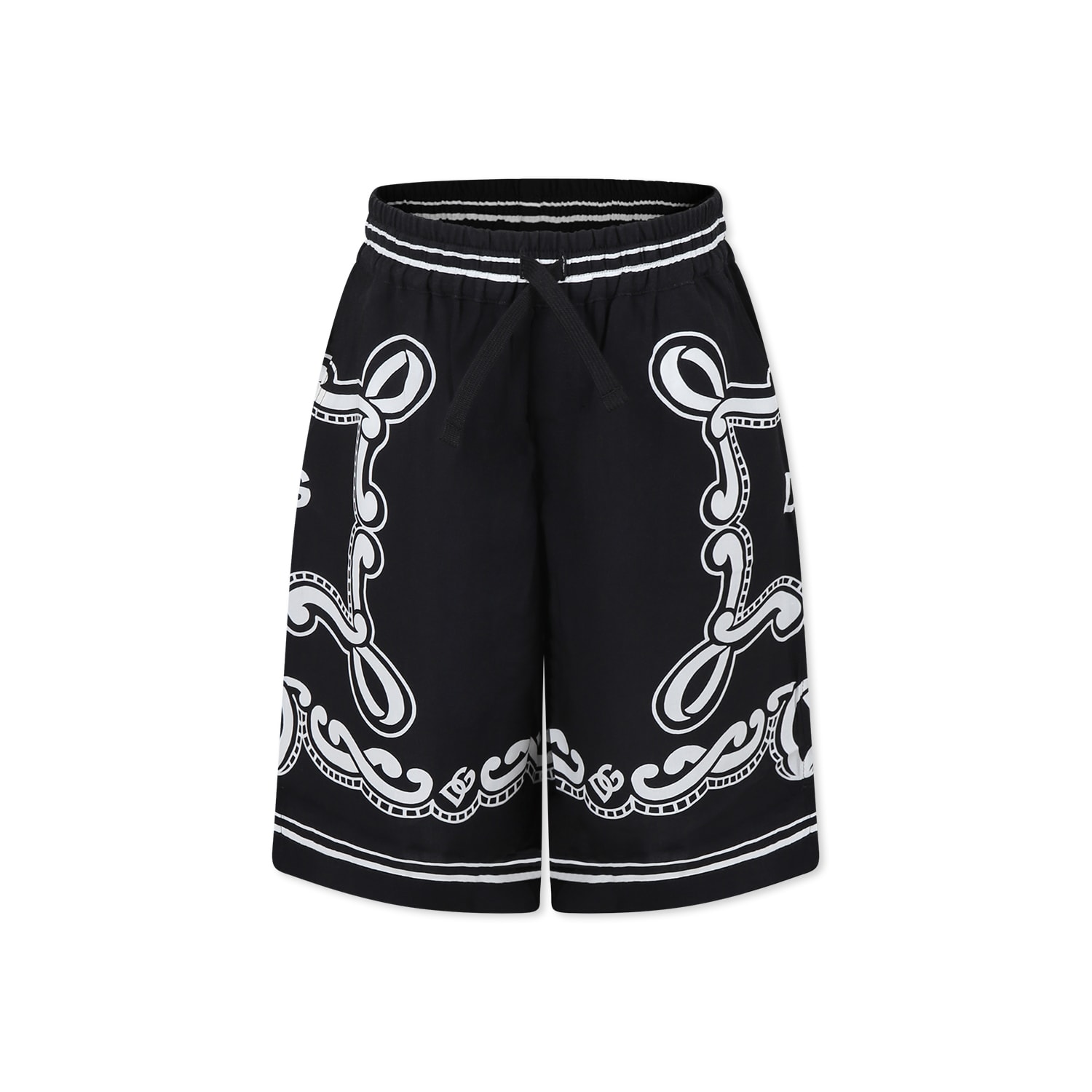 Dolce & Gabbana Black Shorts For Boy With Logo In Black