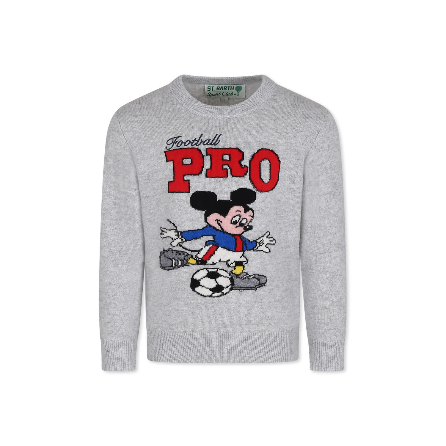 Mc2 Saint Barth Grey Sweater For Boy With Mickey Mouse In Grey