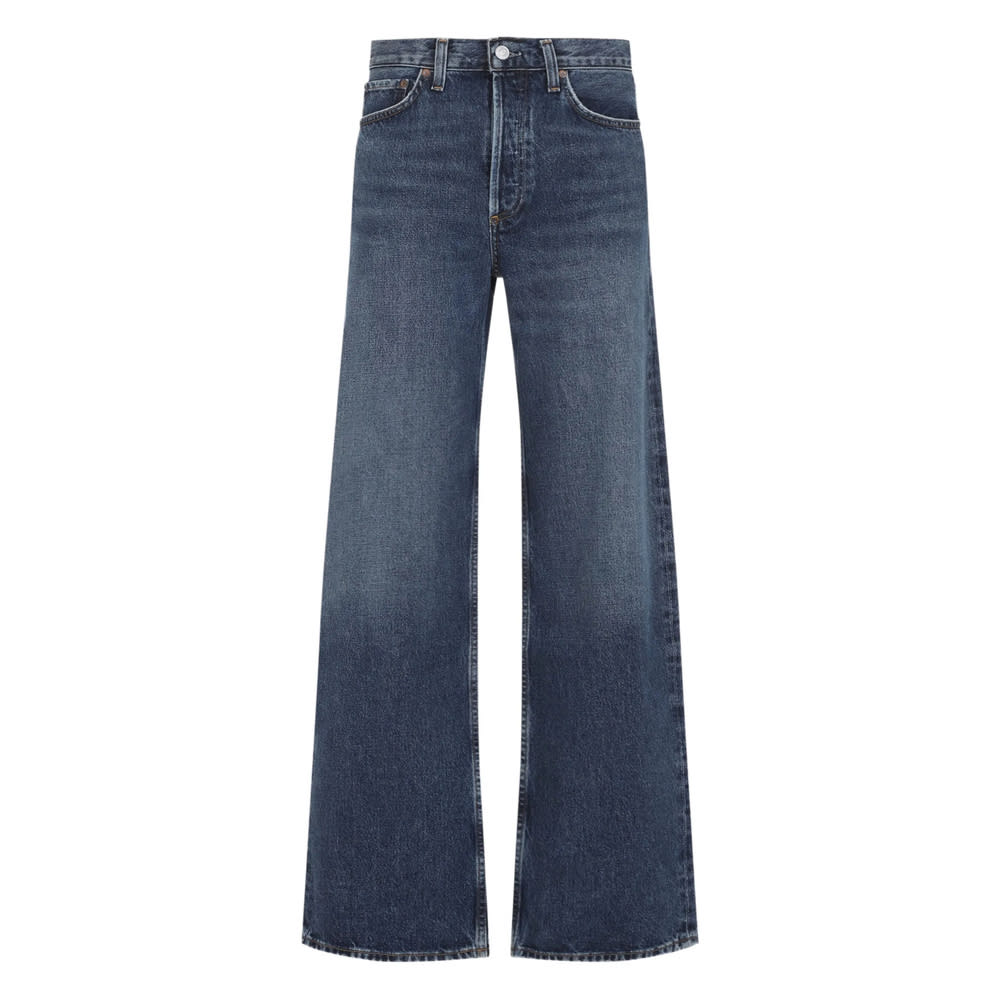 Agolde Cotton Flared Leg Denim Trousers In Blue