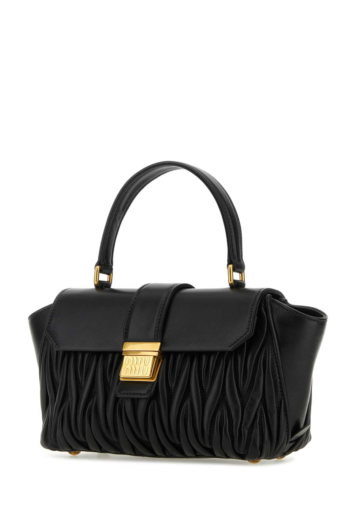 Shop Miu Miu Black Leather Handbag In Nero