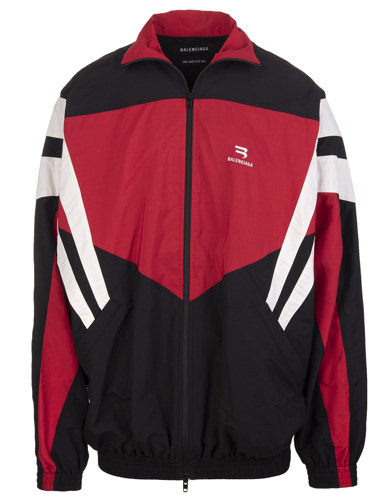 Balenciaga One Size Tracksuit Jacket In Black, Red And White