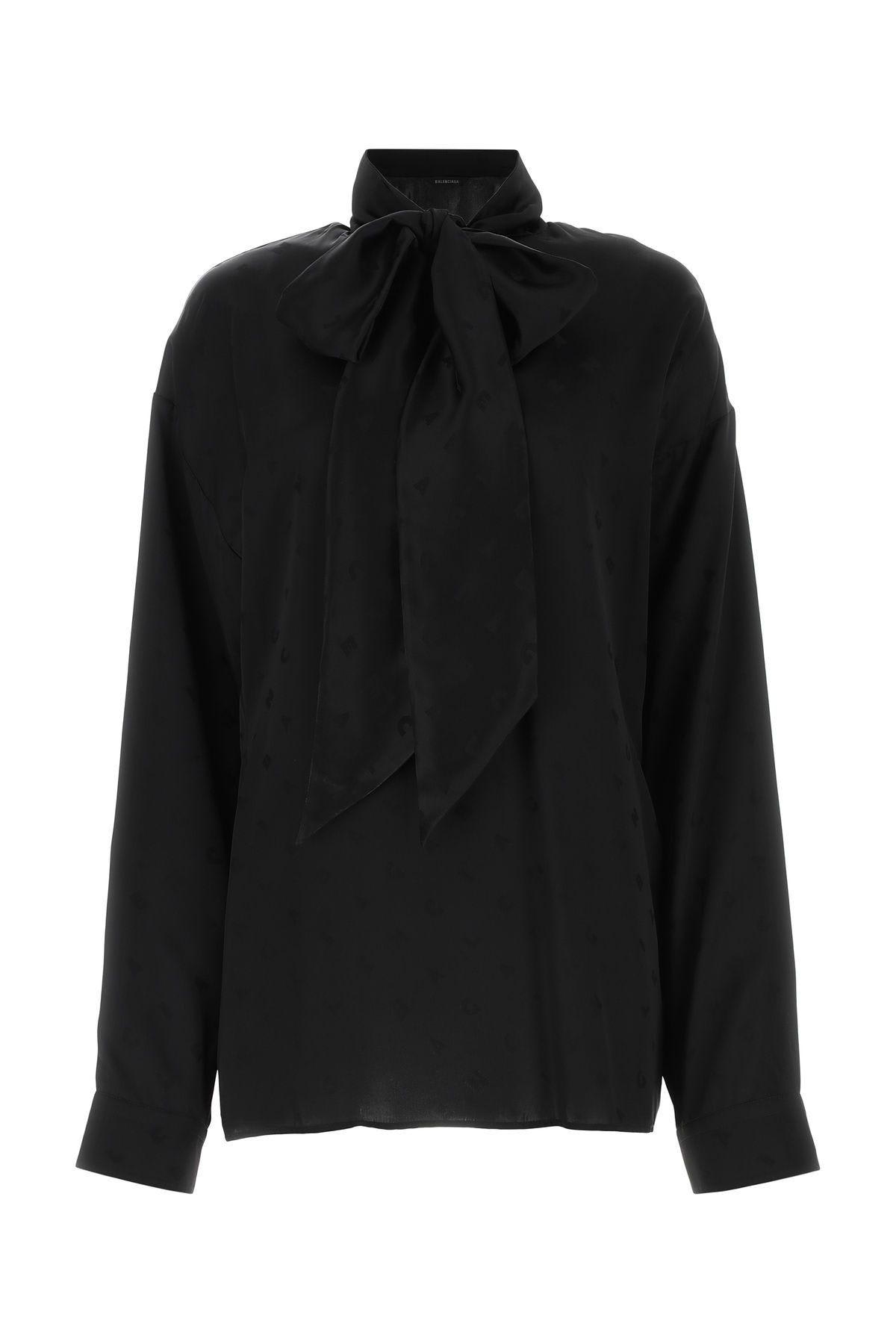 Balenciaga Black Satin Blouse
