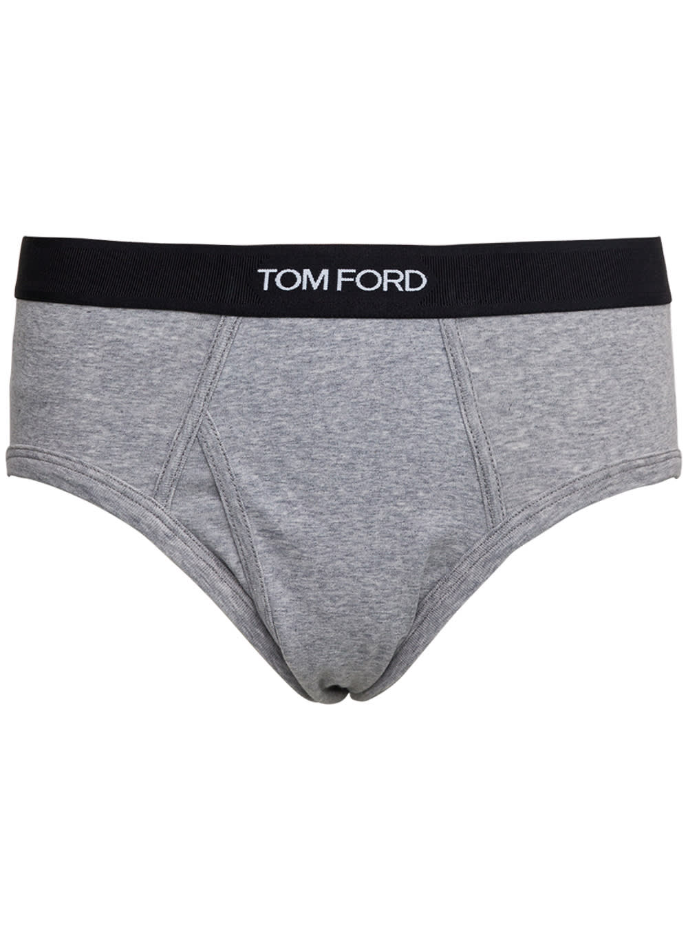 Tom Ford Grey Cotton Briefs With Logo