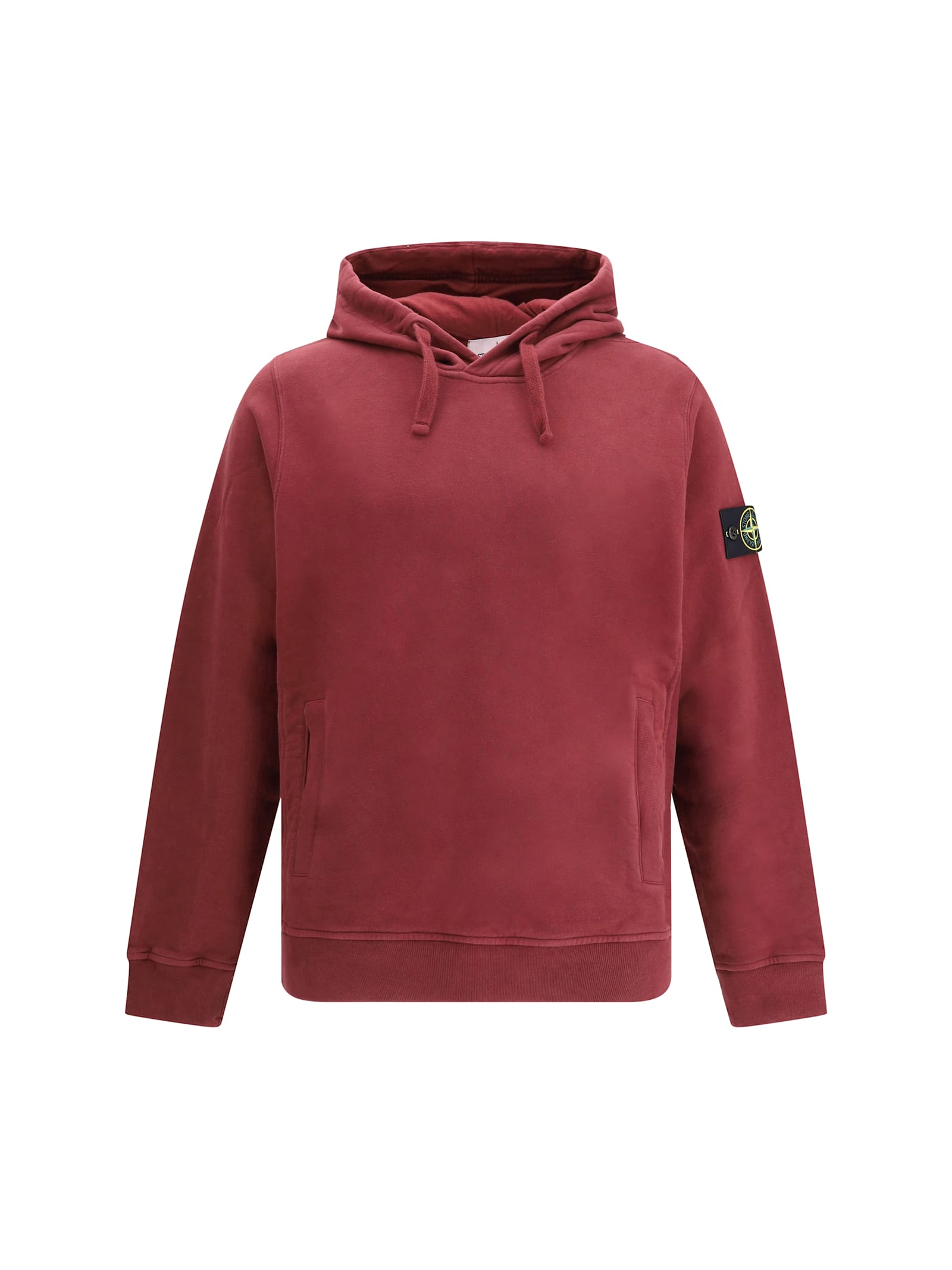 Stone Island Hoodie With Kangaroo Pocket In Burgundy