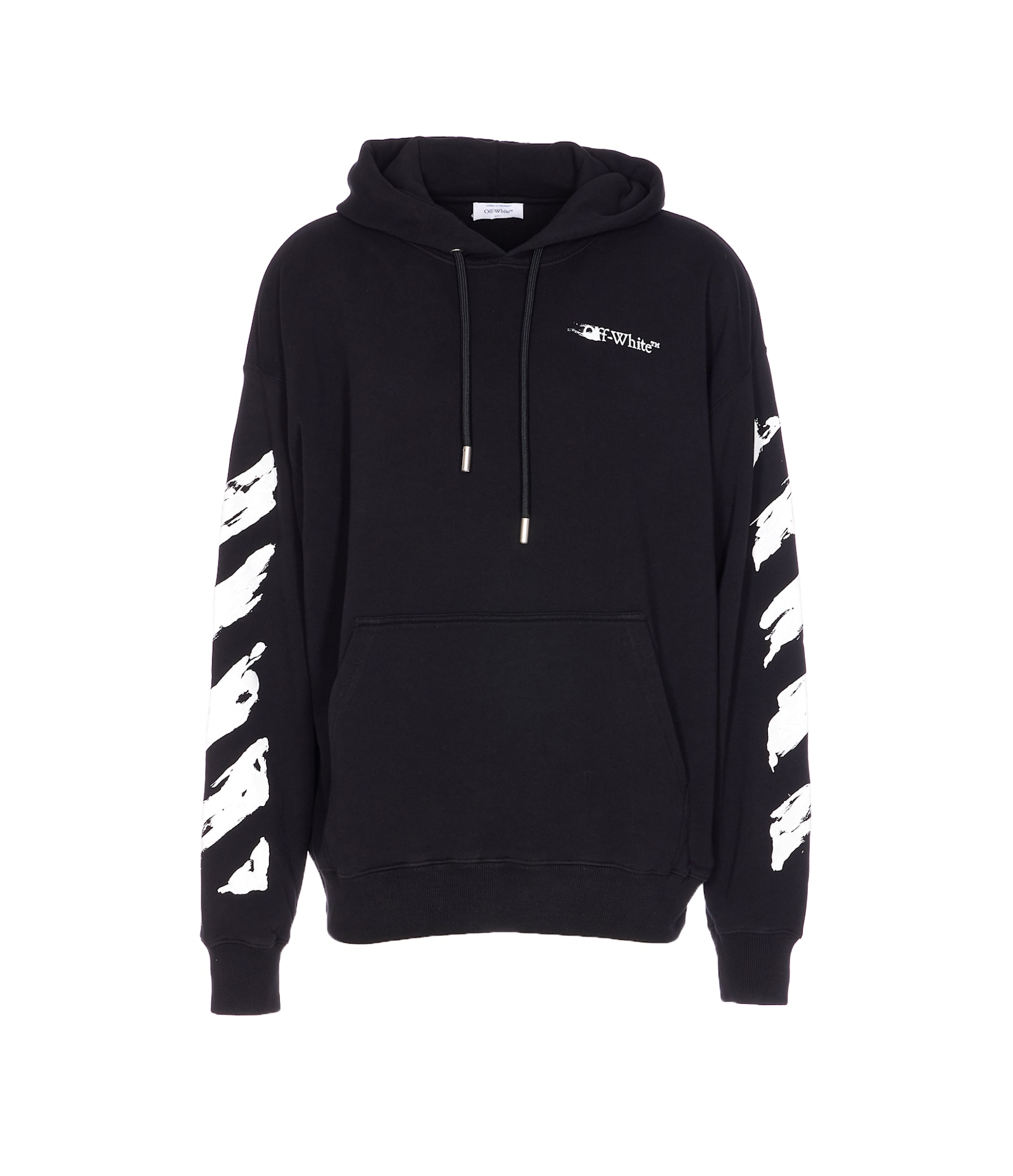 Off-white Ink Arrow Black Cotton Skate Hoodie With Loose Fit In Black