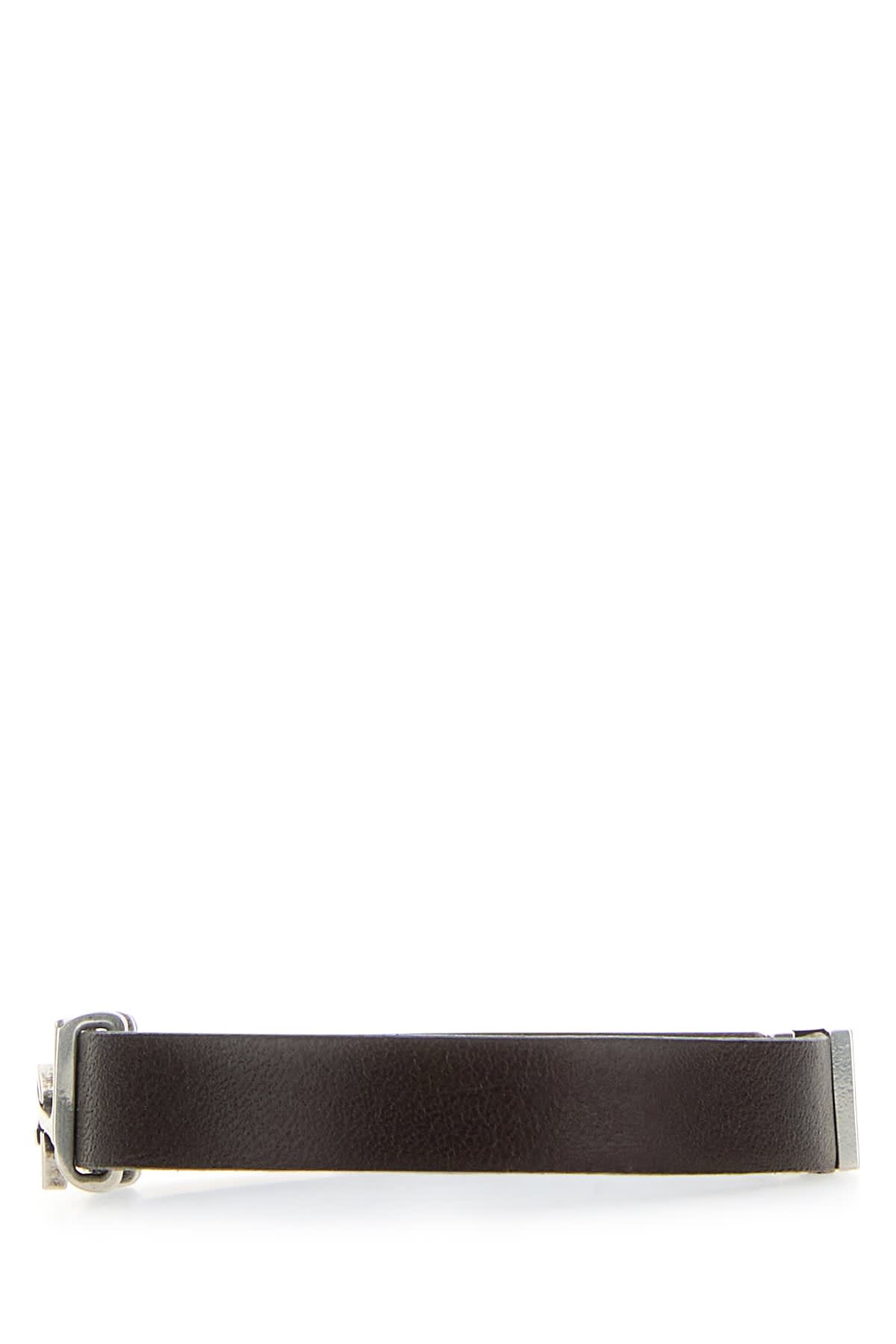 Shop Saint Laurent Bracciale In Darkbrownargent