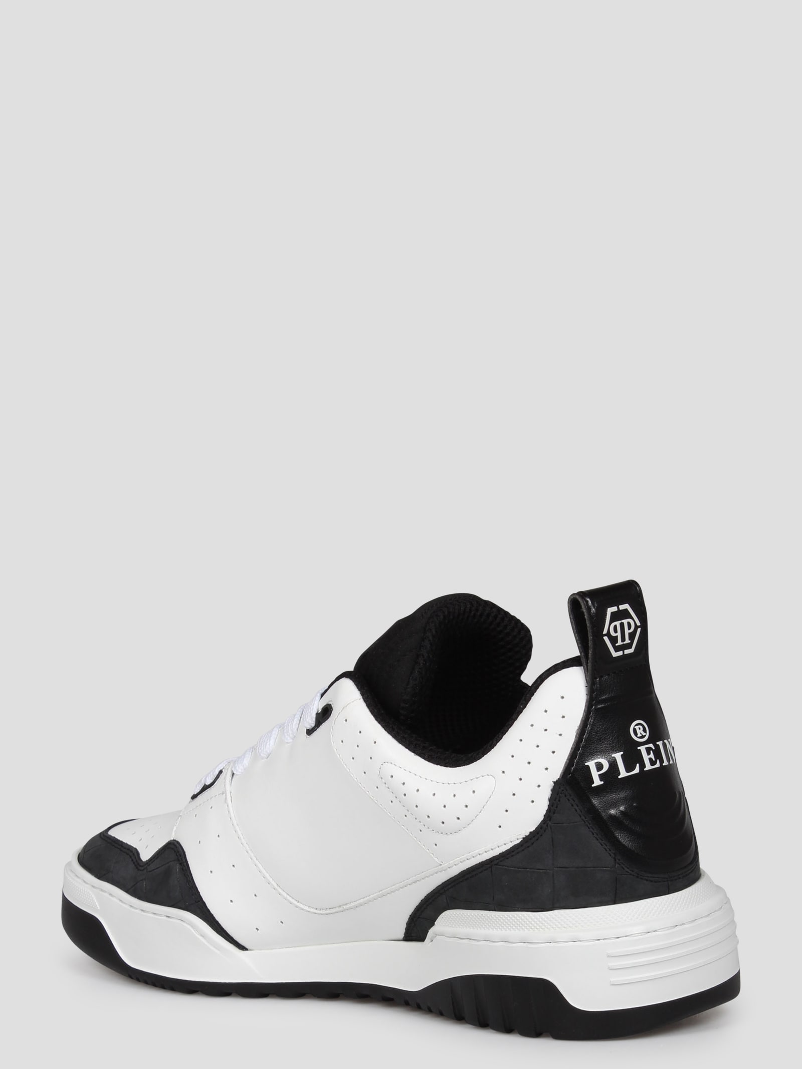 Shop Philipp Plein Croco Printed Leather Lo-top Sneakers In White