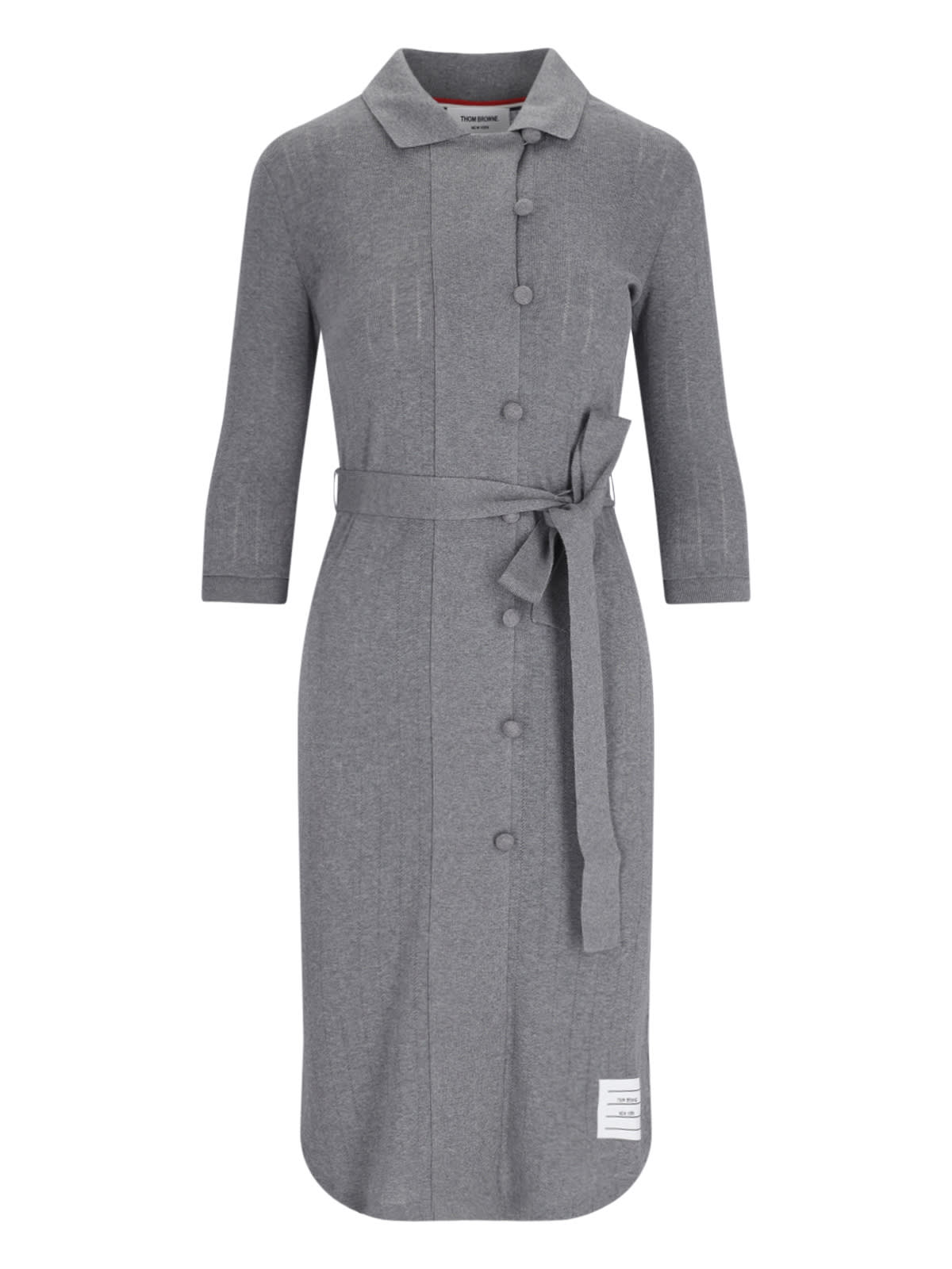 Shop Thom Browne Wool Midi Dress In Gray
