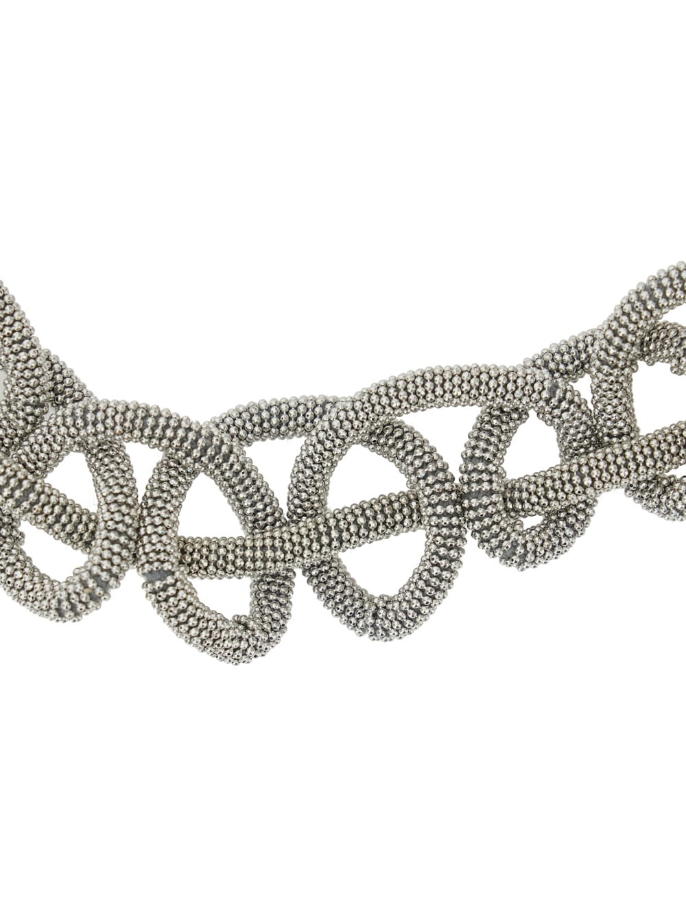 Shop Fabiana Filippi Silver Tone Chain Effect Rhinestone Necklace In Metal Woman In Metallic