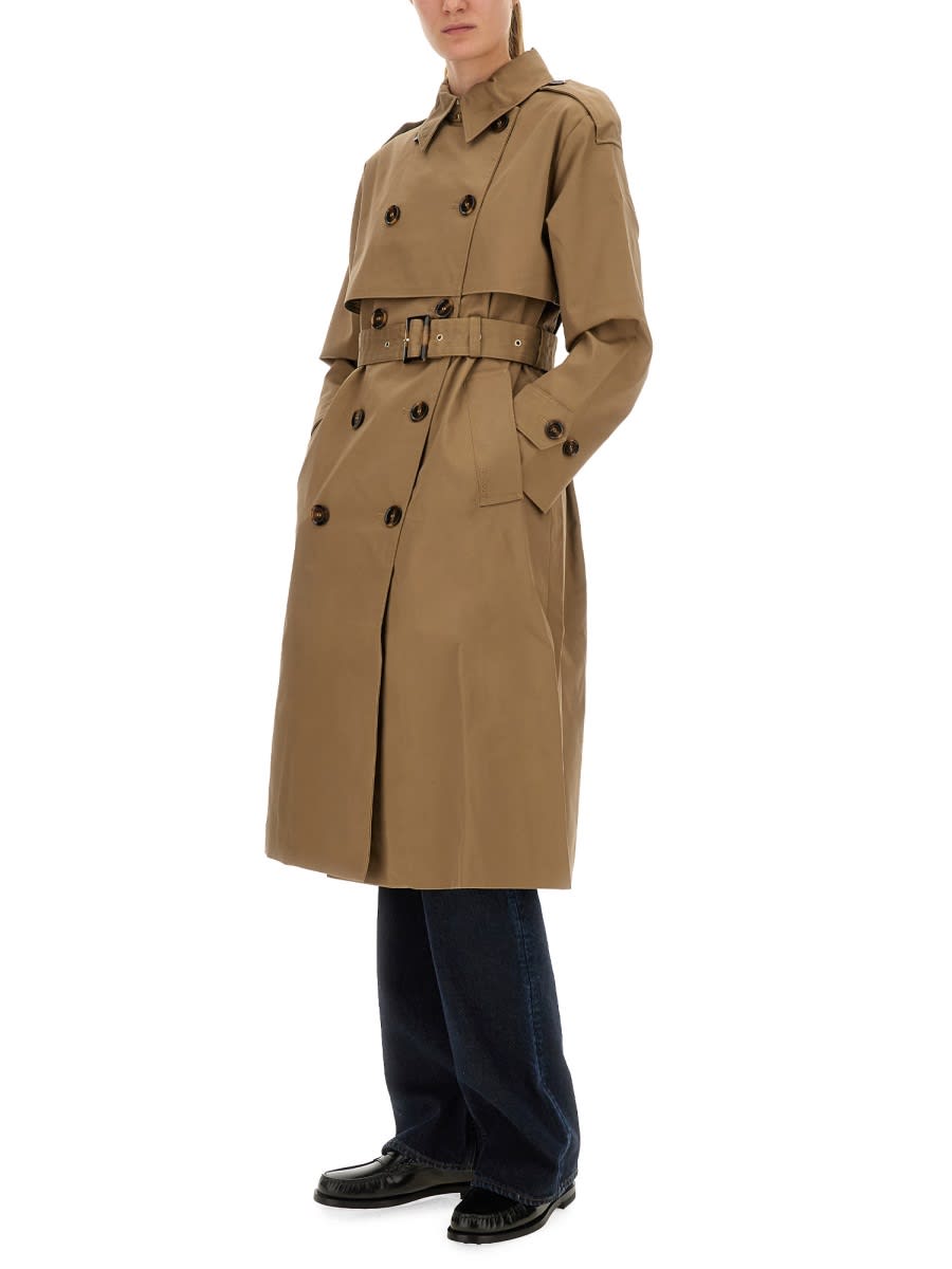 Barbour Double-breasted Belted Coat Epaulettes In Nude