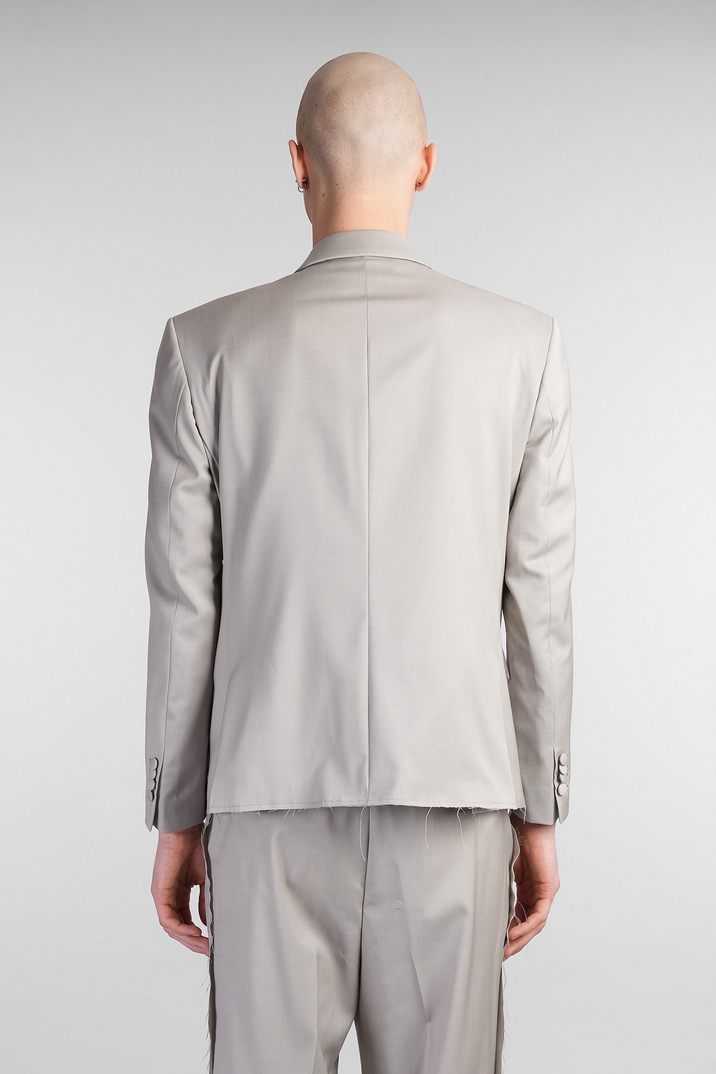 Paura Cassel Blazer In Taupe Wool In Taupe