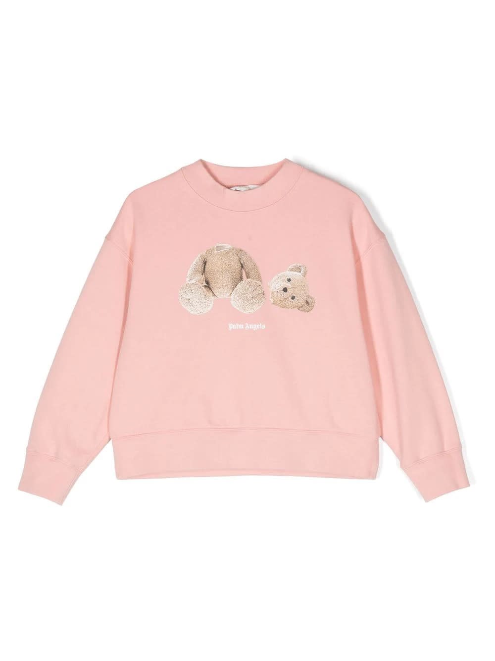 Palm Angels Pink Bear Crew Neck Sweatshirt