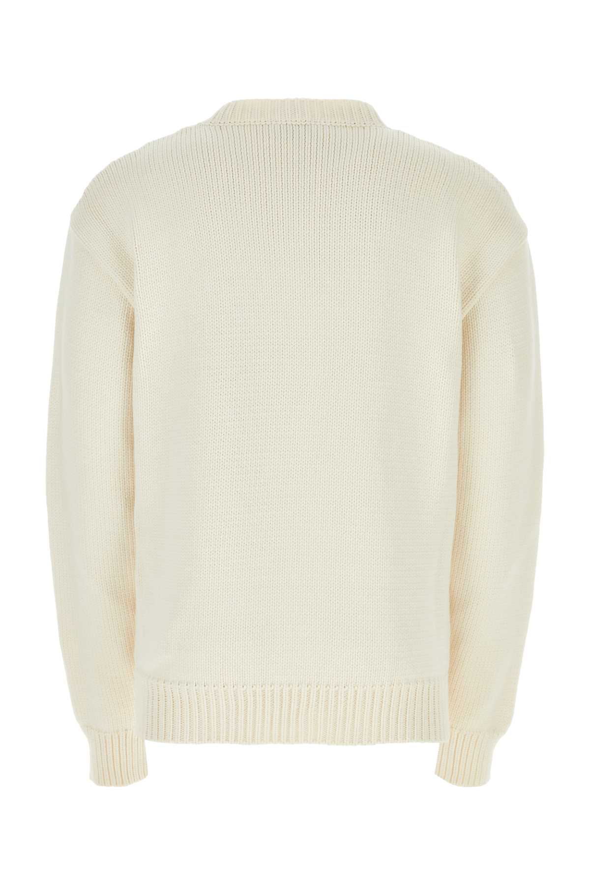 Shop Off-white Ivory Cotton Blend Sweater In 6110