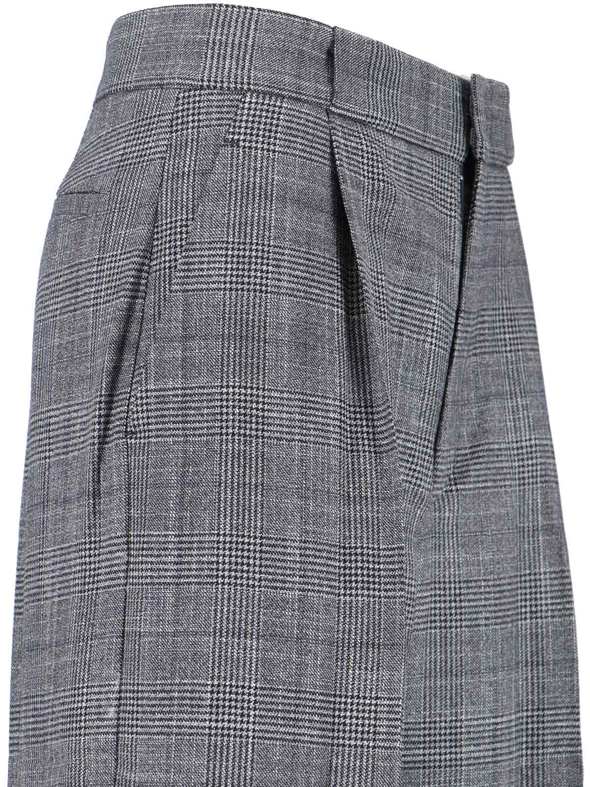 Sa Su Phi High Waist Wide Leg Trousers With Pleats In Gray