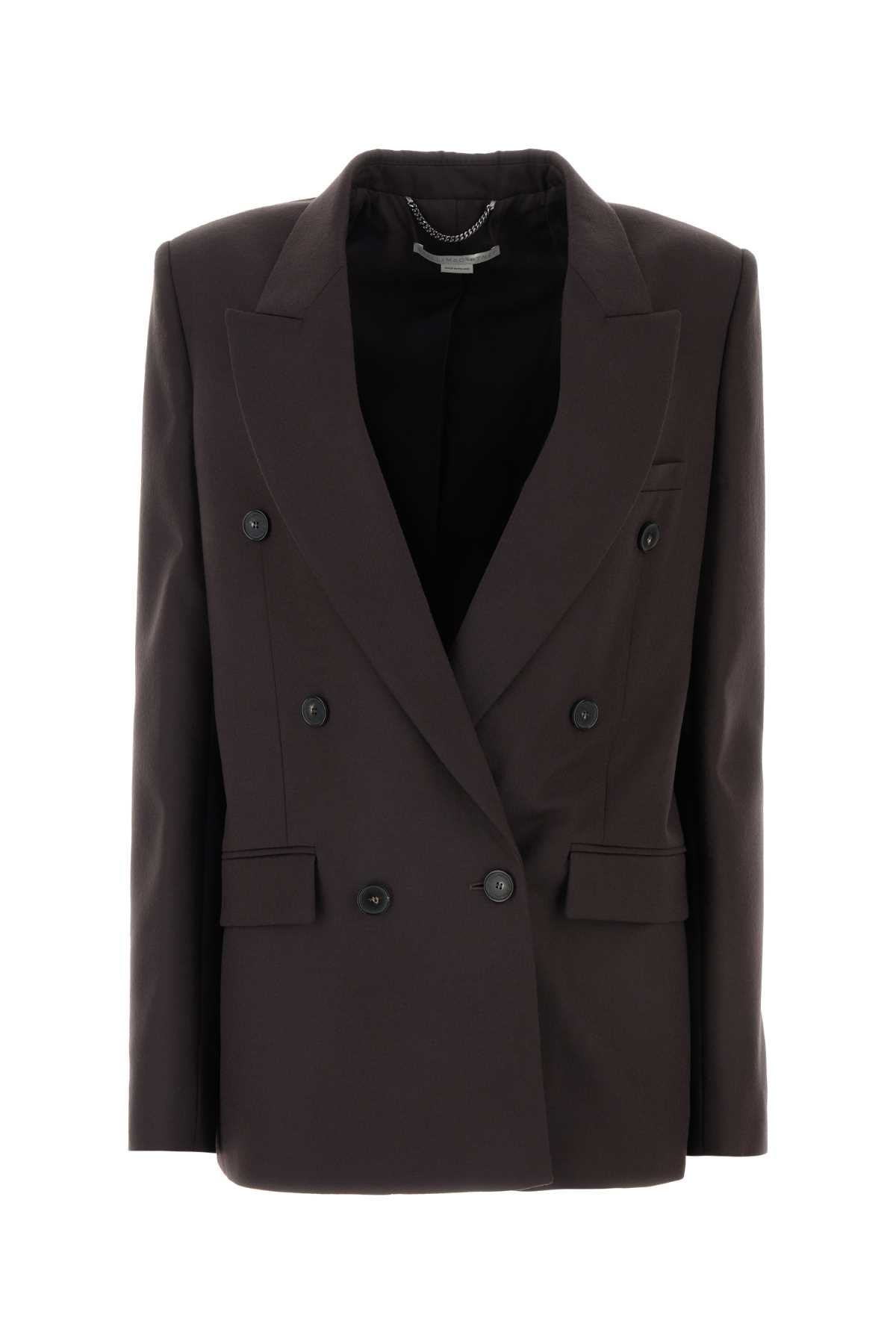 Shop Stella Mccartney Chocolate Flannel Blazer In Darkchocolate