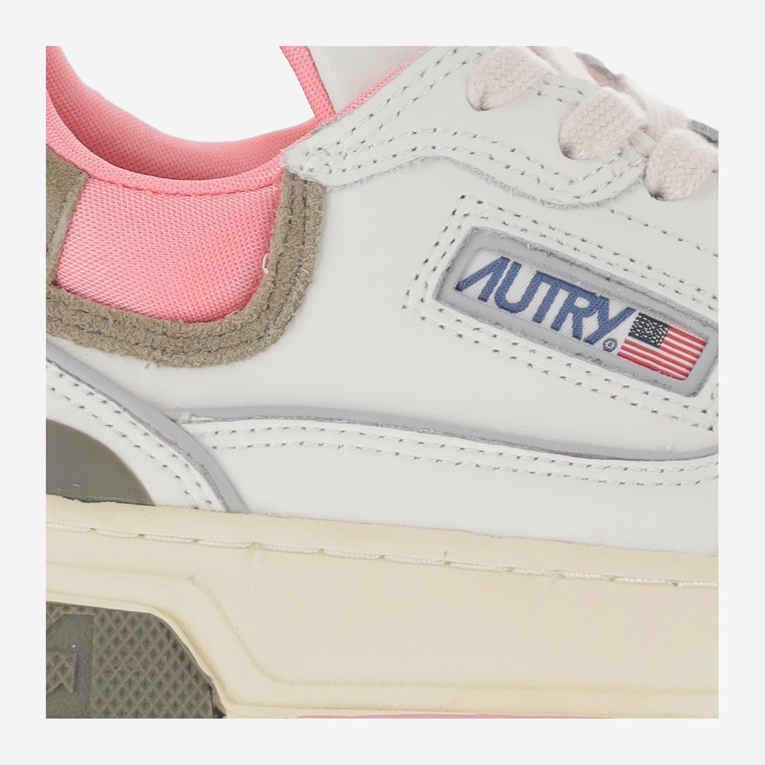 Shop Autry Clc Low Suede And Mesh Sneakers In Bianco+rosa