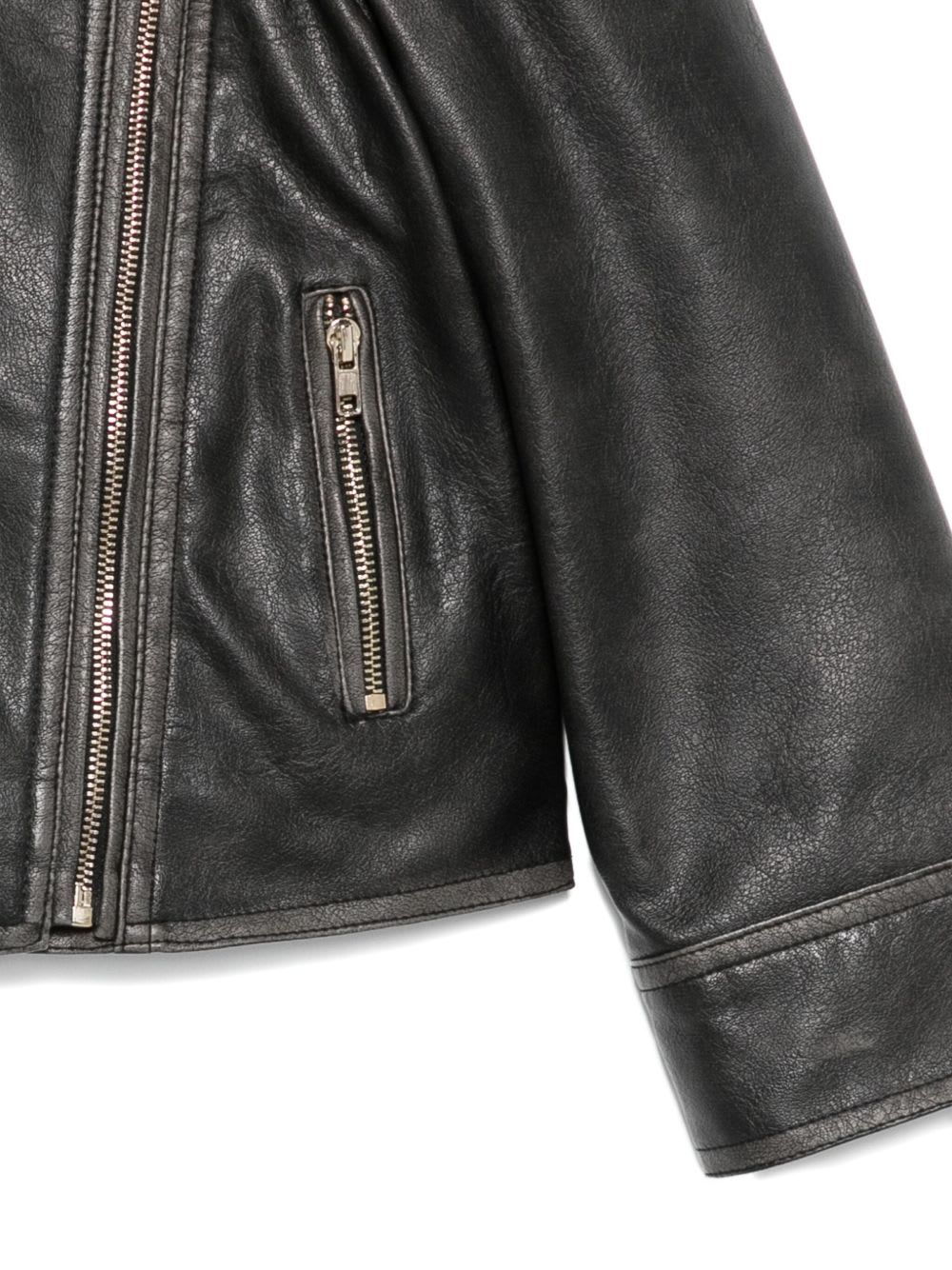 Twinset Kids Asymmetric Zip-fastening Biker Jacket In Black