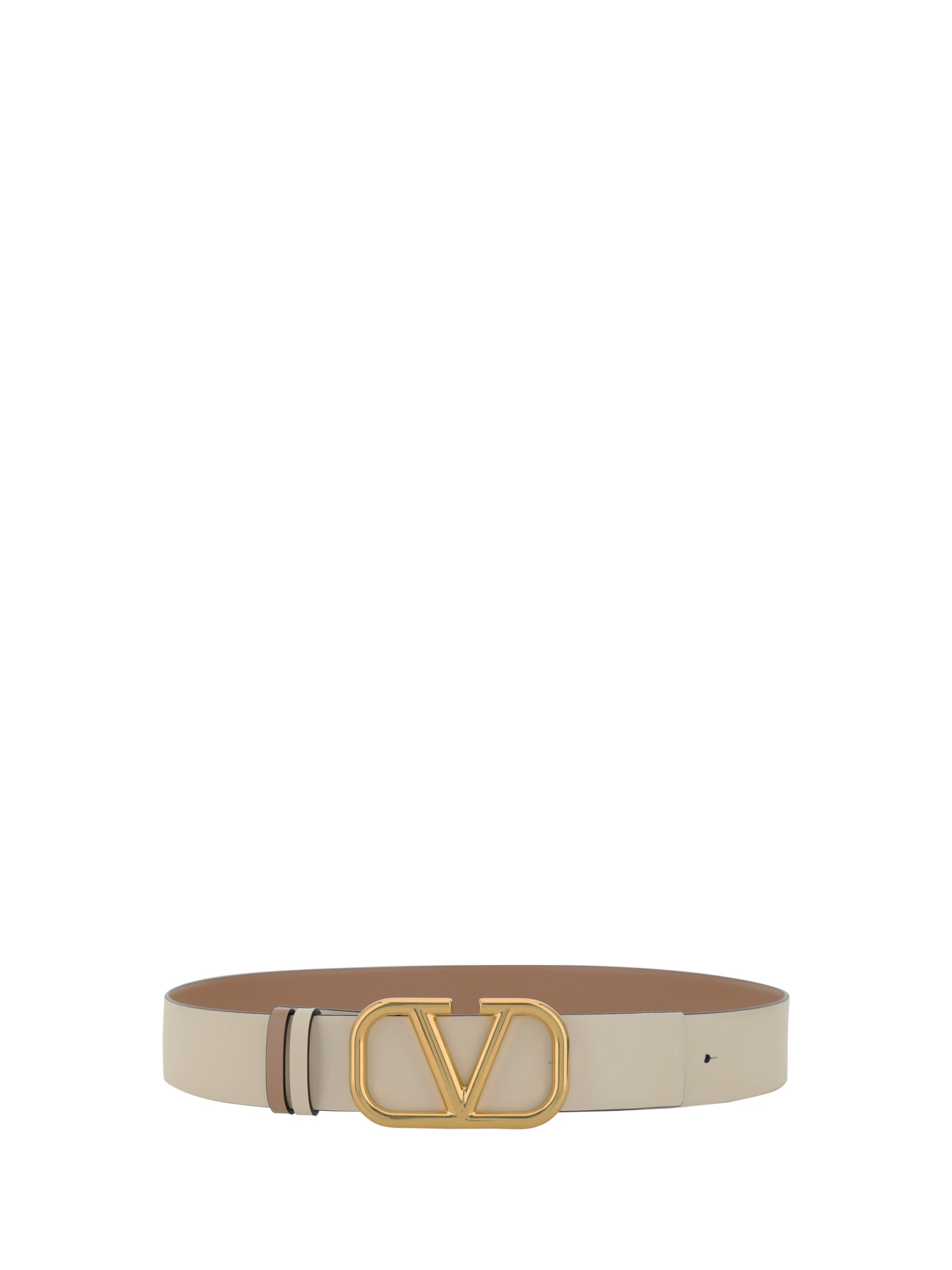 Shop Valentino Reversible Belt In Light Ivory-rose Cannelle