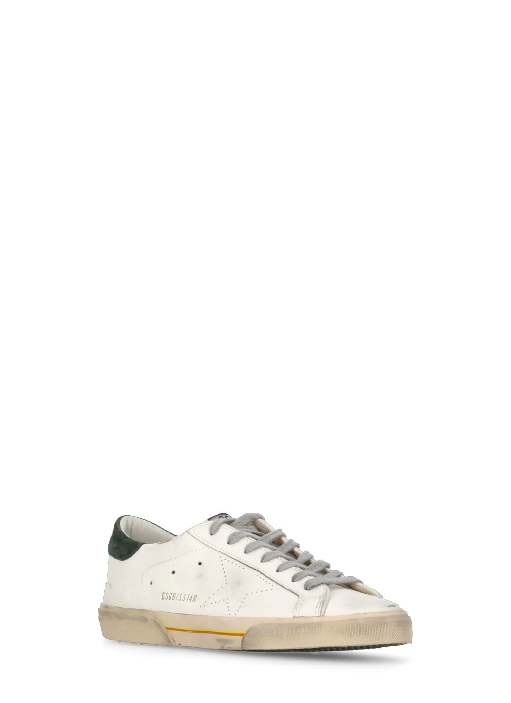 Golden Goose Super Star Leather Upper Toe And Tongue Suede Heel Sneakers Grey In White