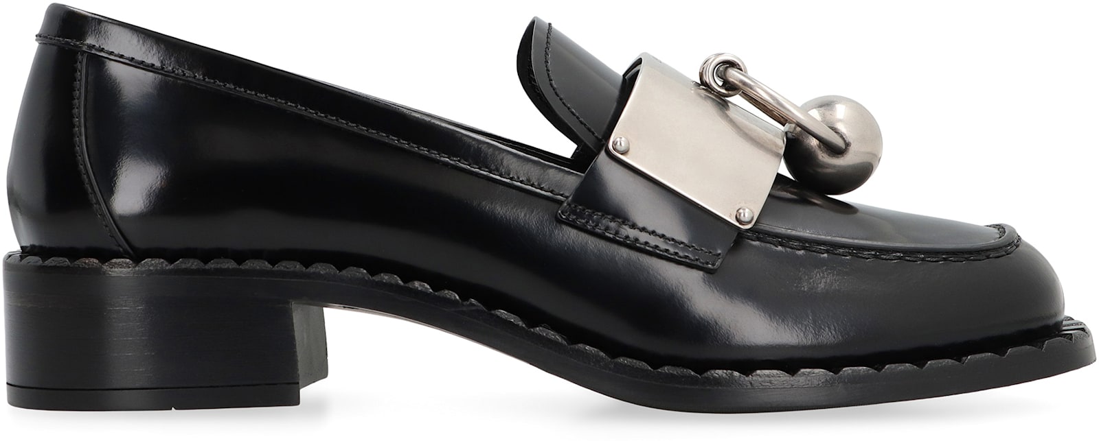 Shop Prada Brushed Leather Loafers In Black