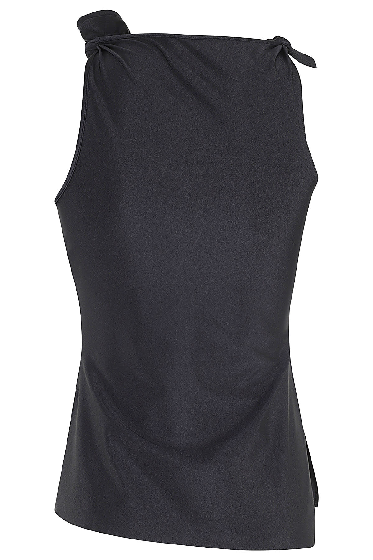 Shop Coperni Asymmetric Flower Top In Blk Black